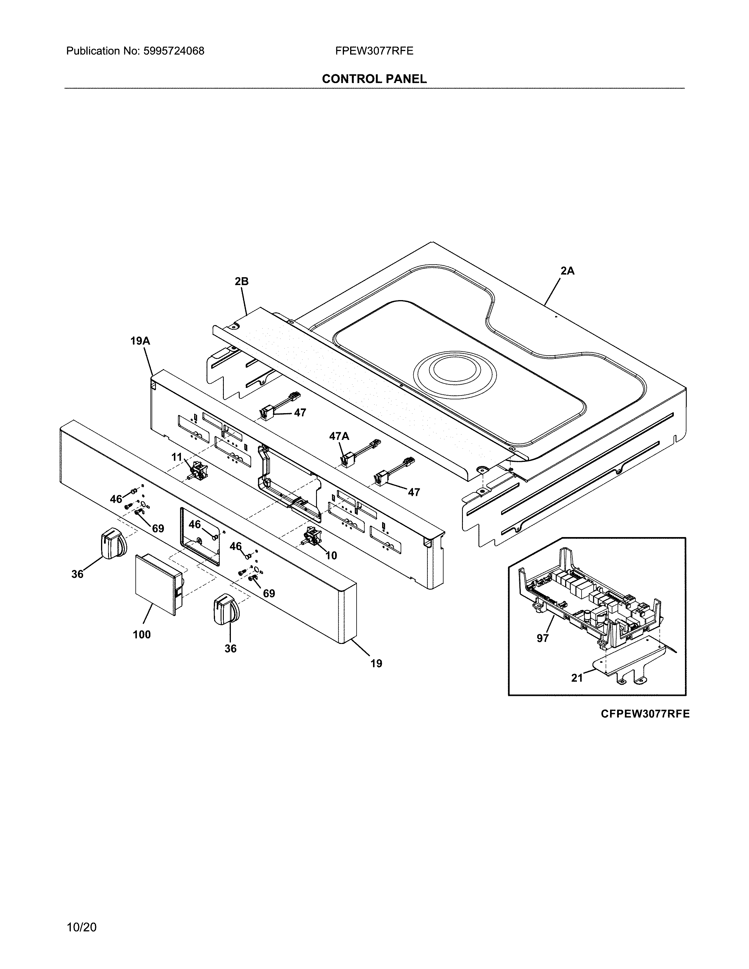 Frigidaire FPEW3077RFE control panel diagram