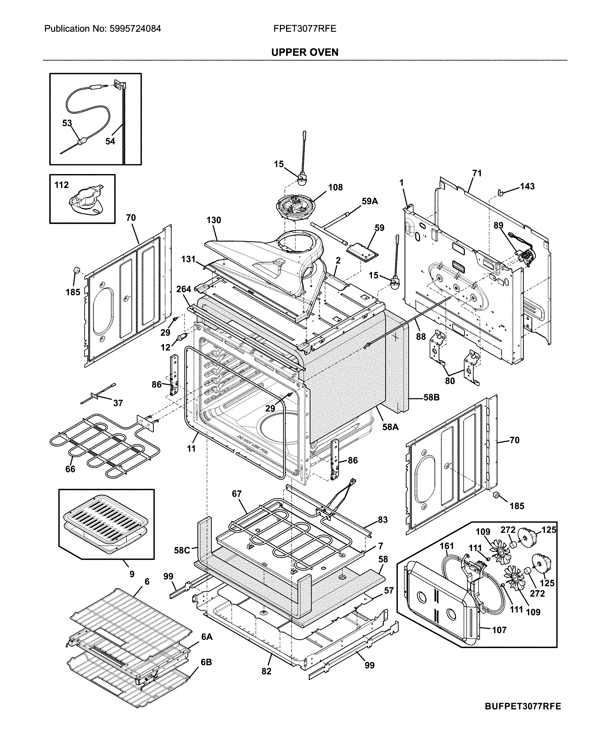 Frigidaire FPET3077RFE upper oven diagram