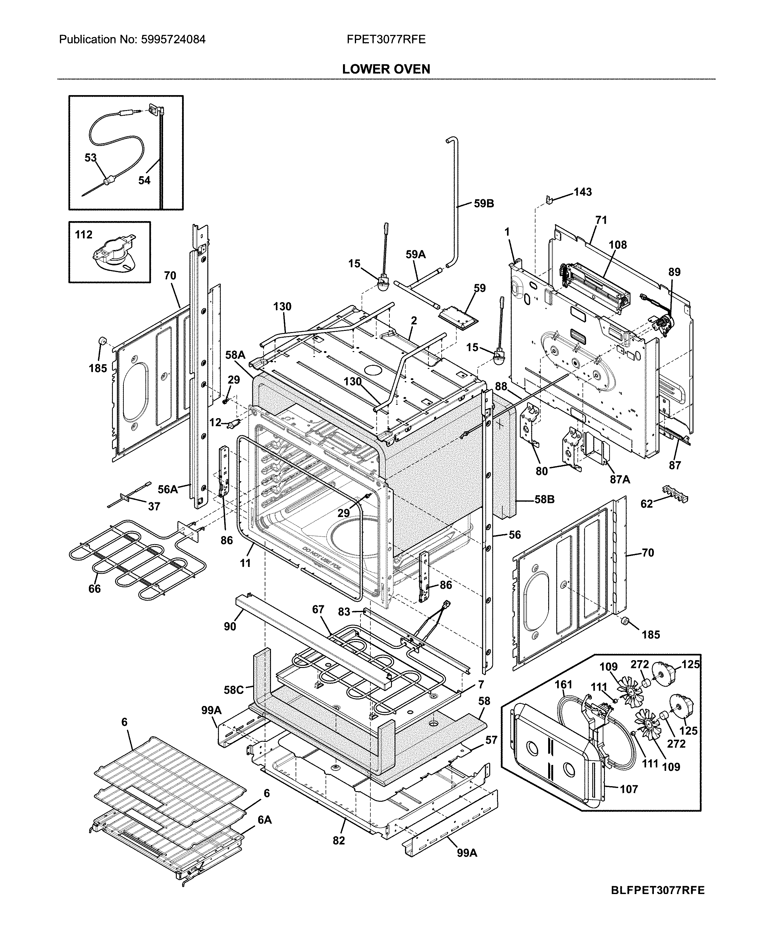Frigidaire FPET3077RFE lower oven diagram
