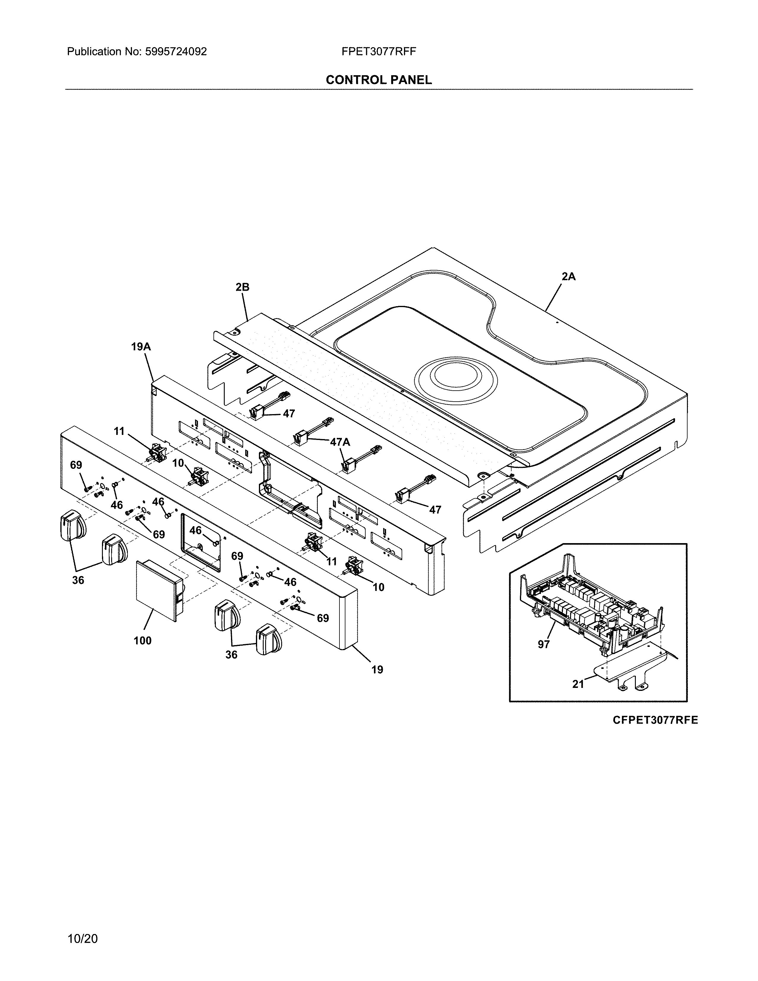 Frigidaire FPET3077RFF control panel diagram
