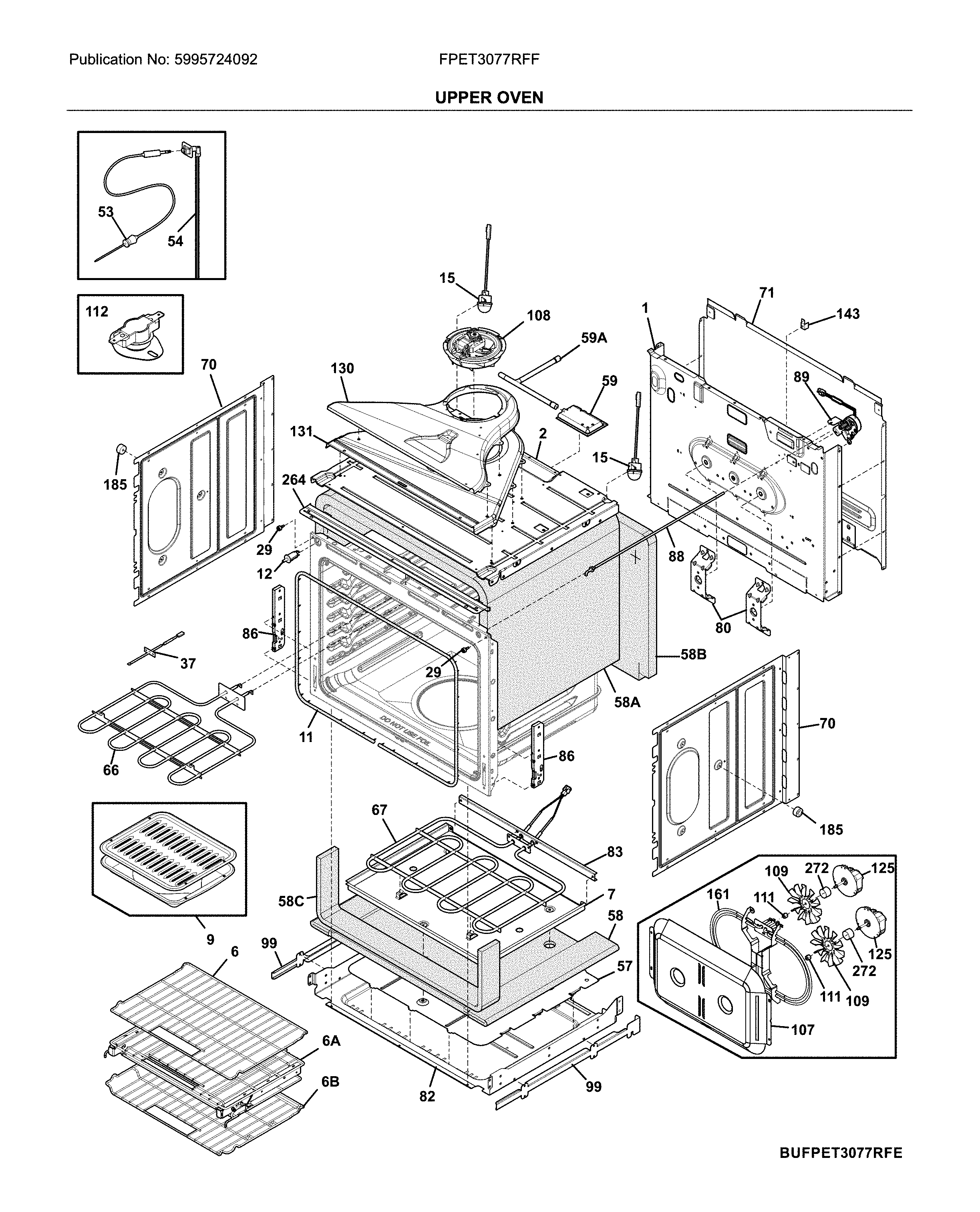 Frigidaire FPET3077RFF upper oven diagram