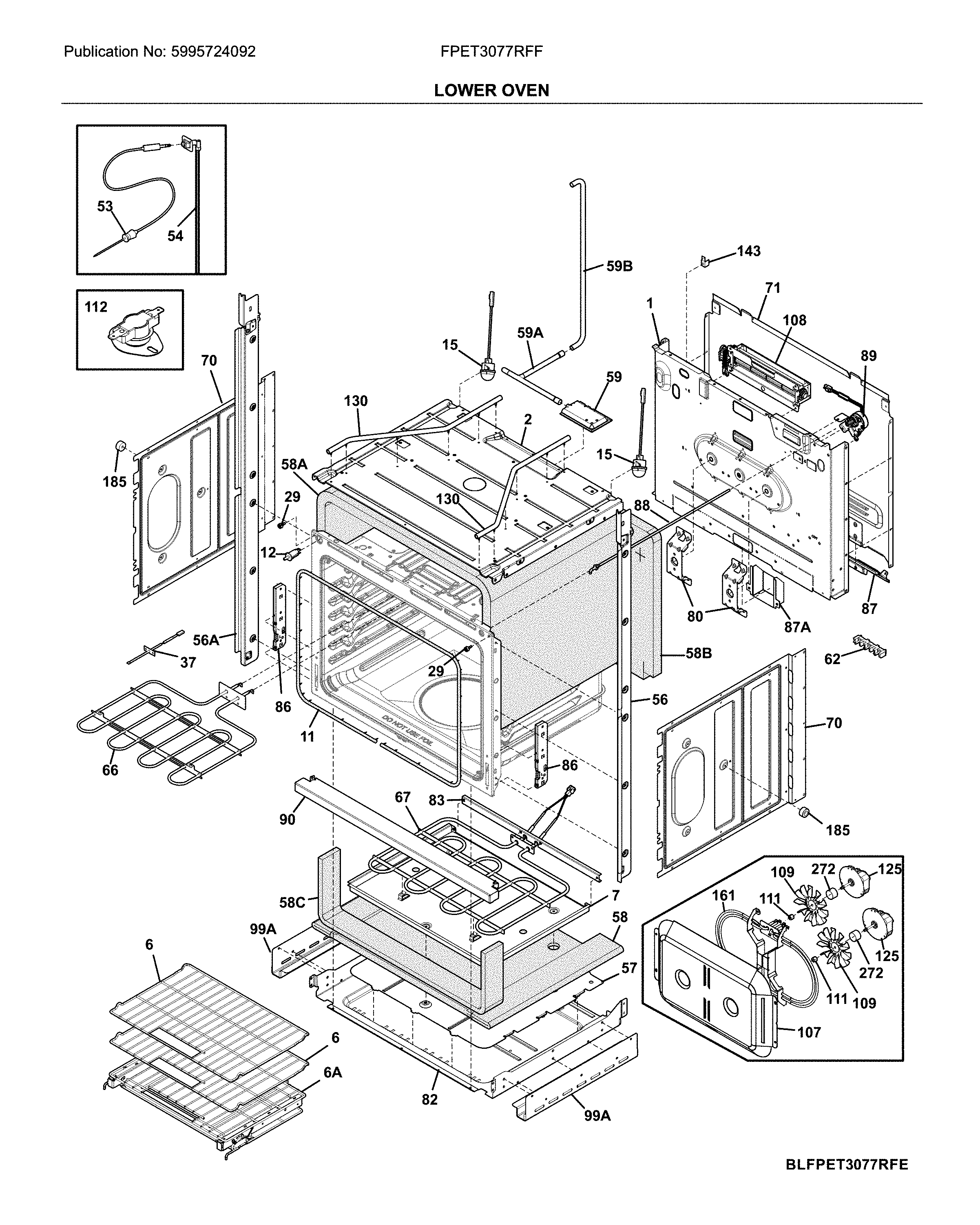 Frigidaire FPET3077RFF lower oven diagram