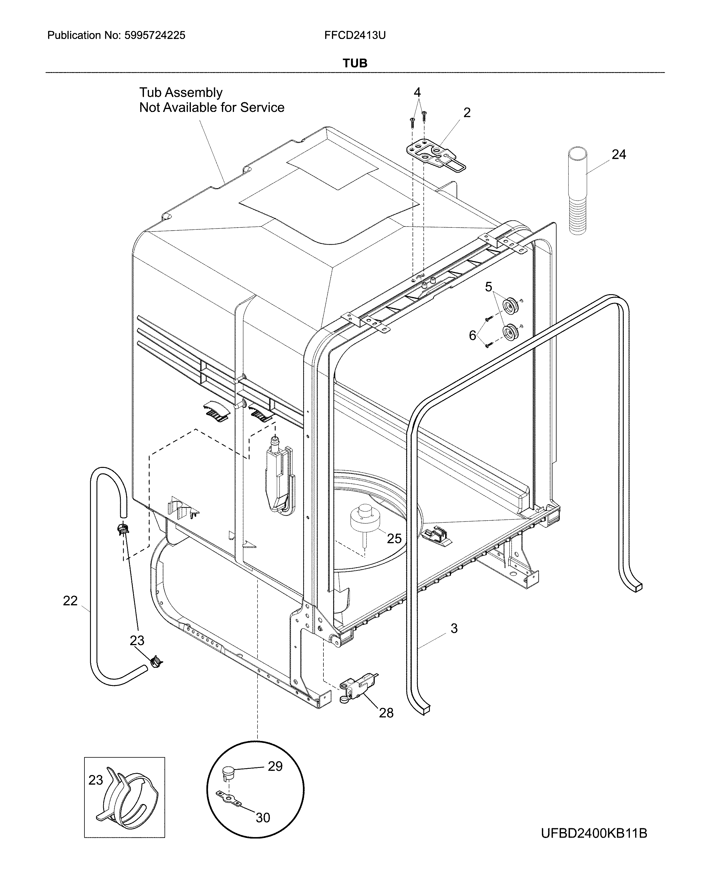 Frigidaire FFCD2413UW4A tub diagram