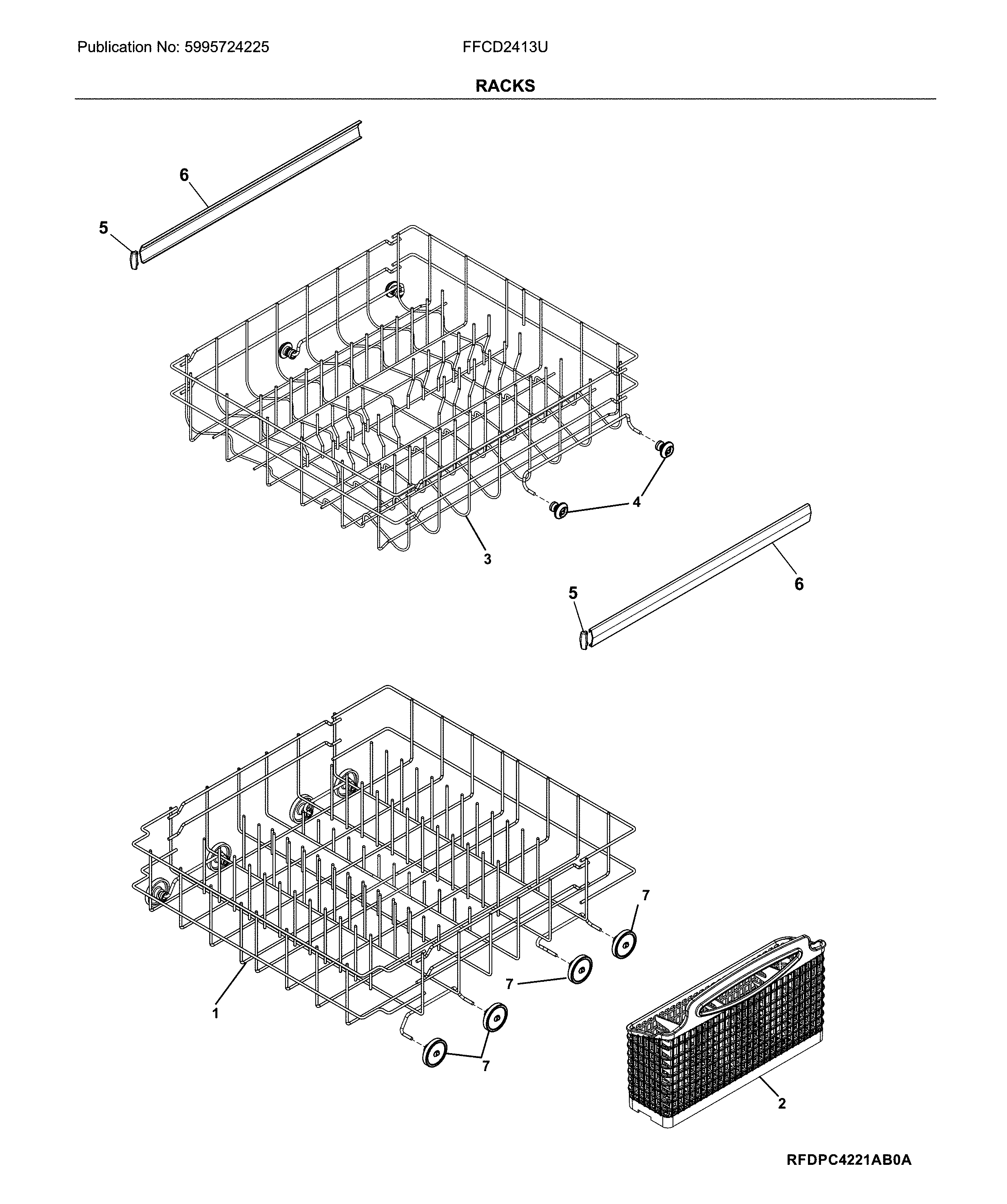 Frigidaire FFCD2413UW4A racks diagram