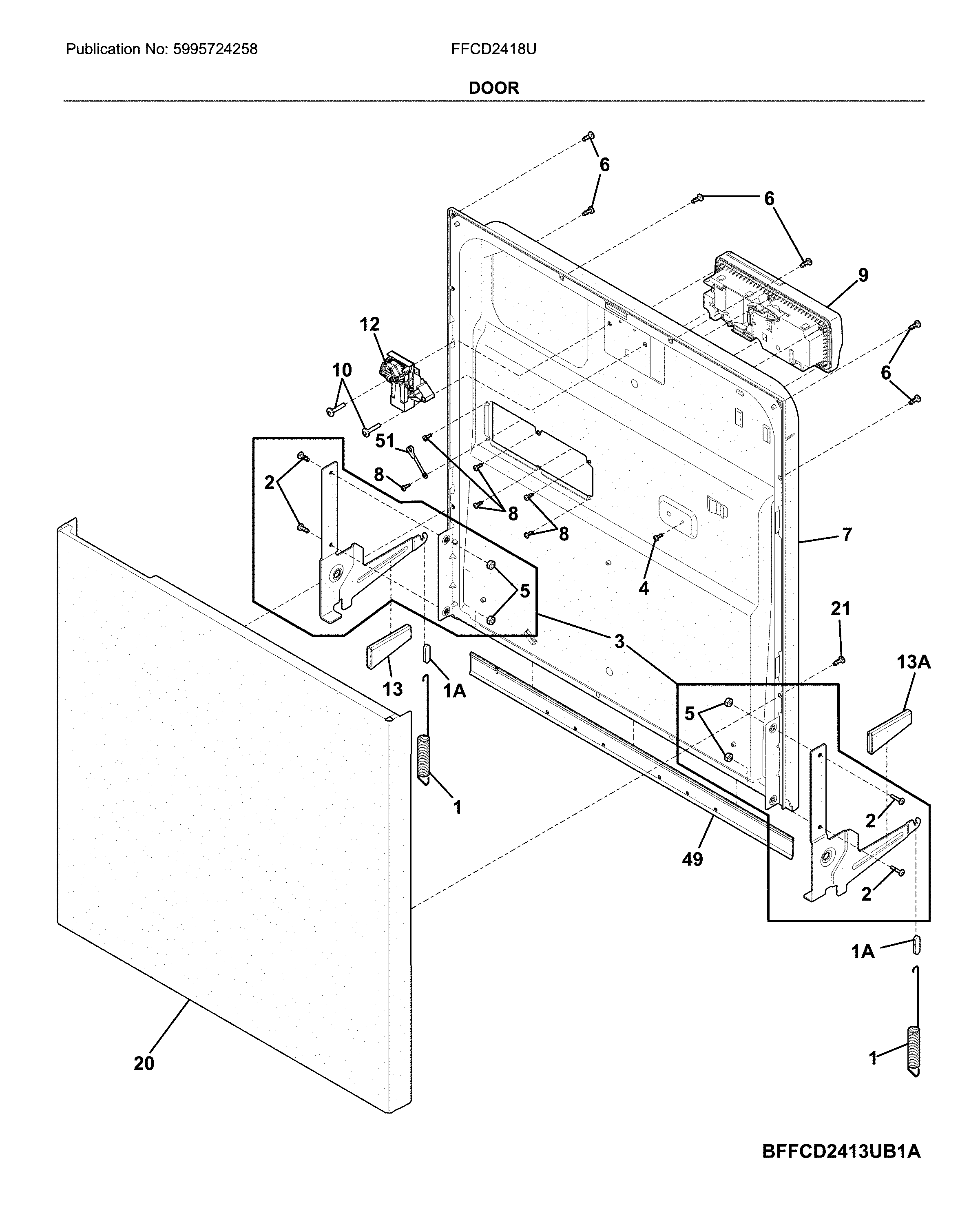 Frigidaire FFCD2418UW3A door diagram