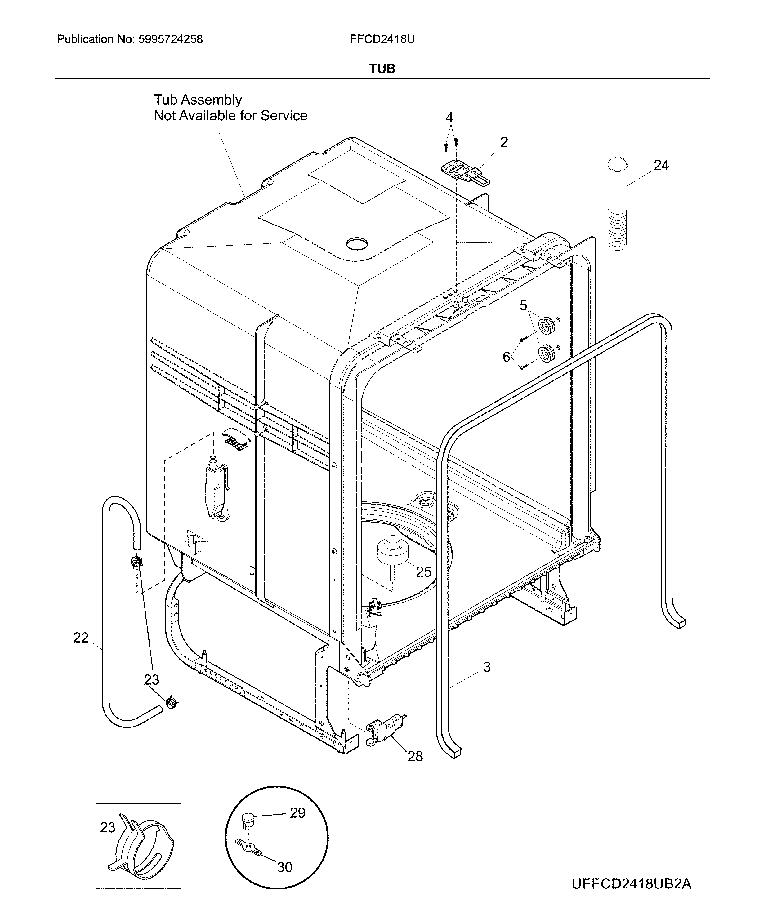 Frigidaire FFCD2418UW3A tub diagram