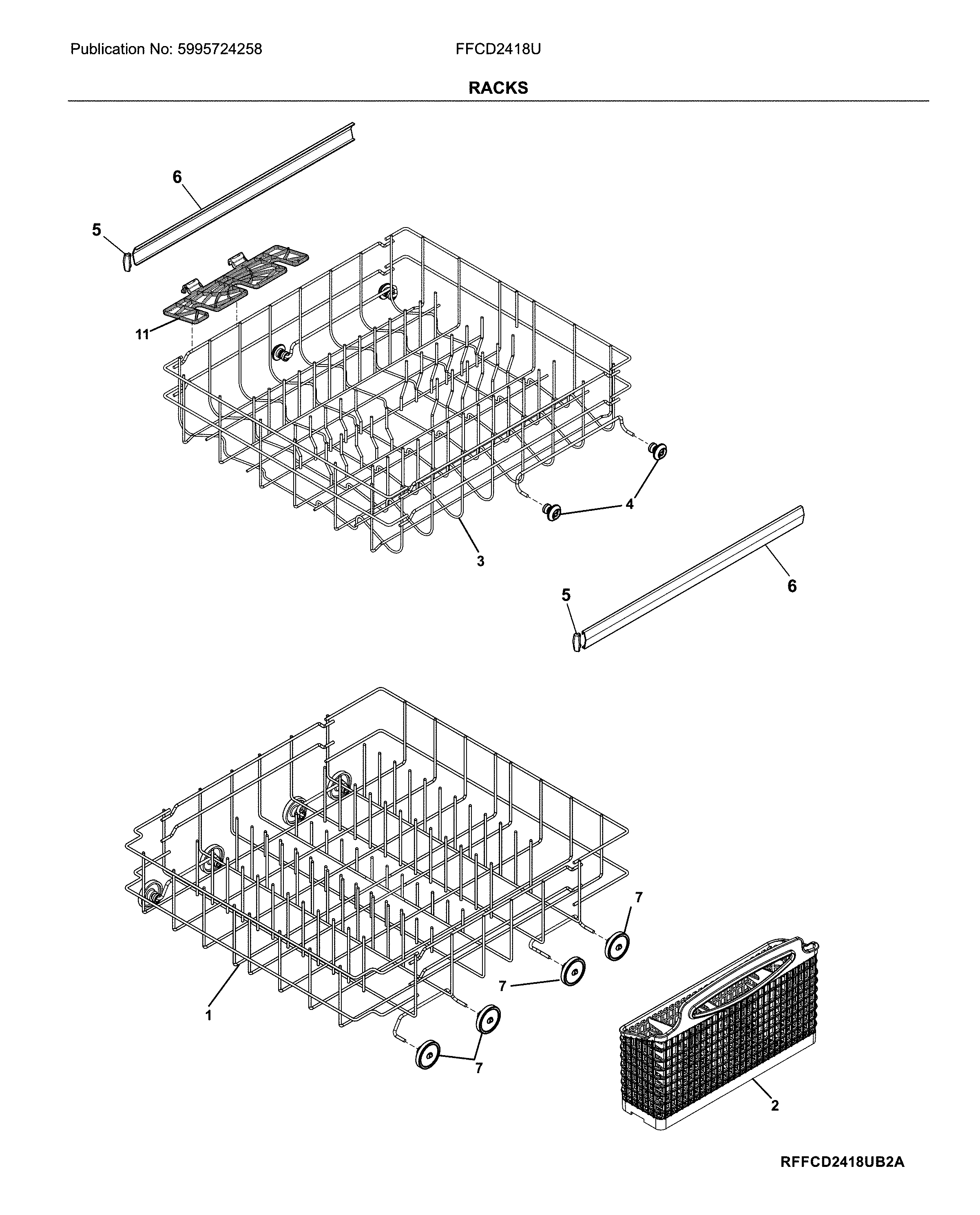 Frigidaire FFCD2418UW3A racks diagram