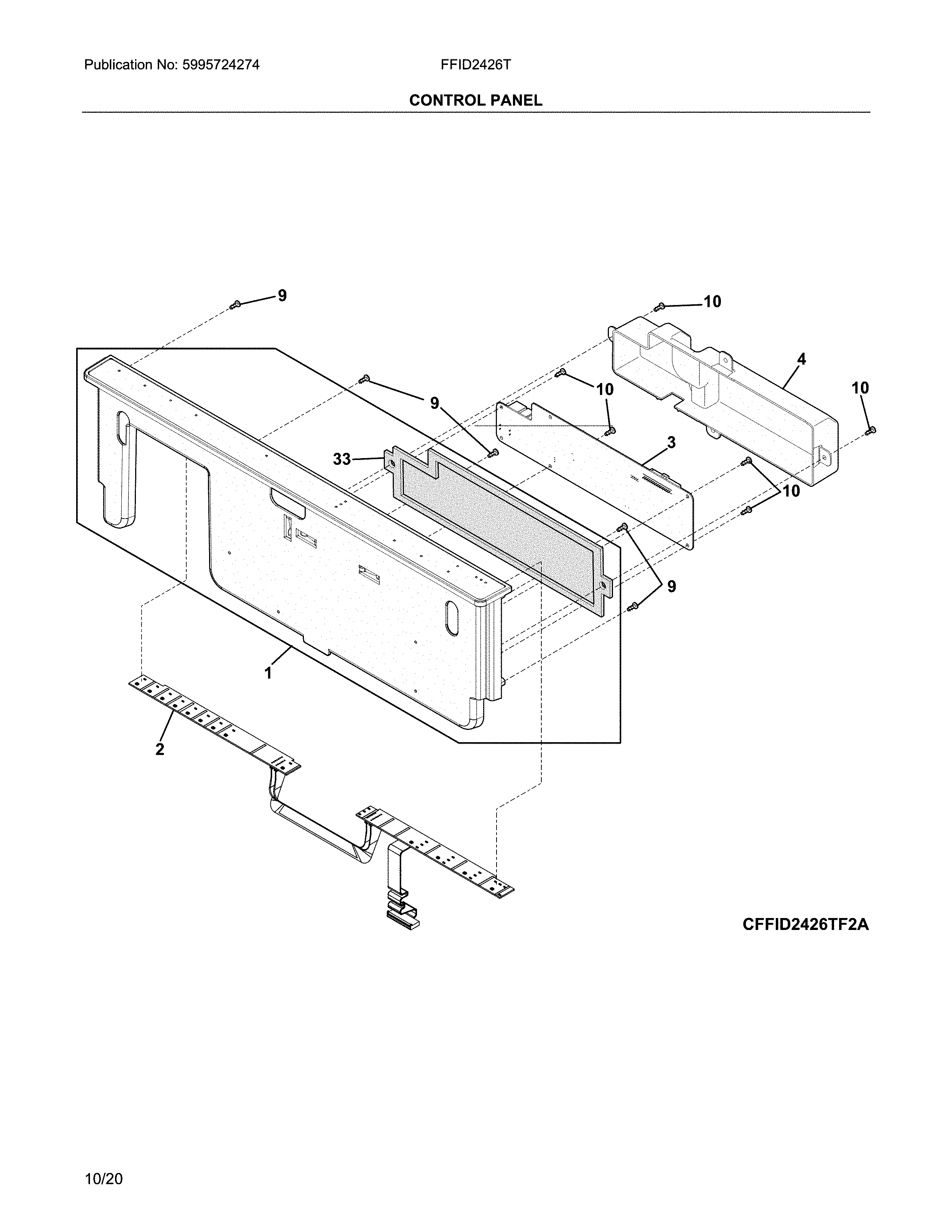 Frigidaire FFID2426TD5A control panel diagram