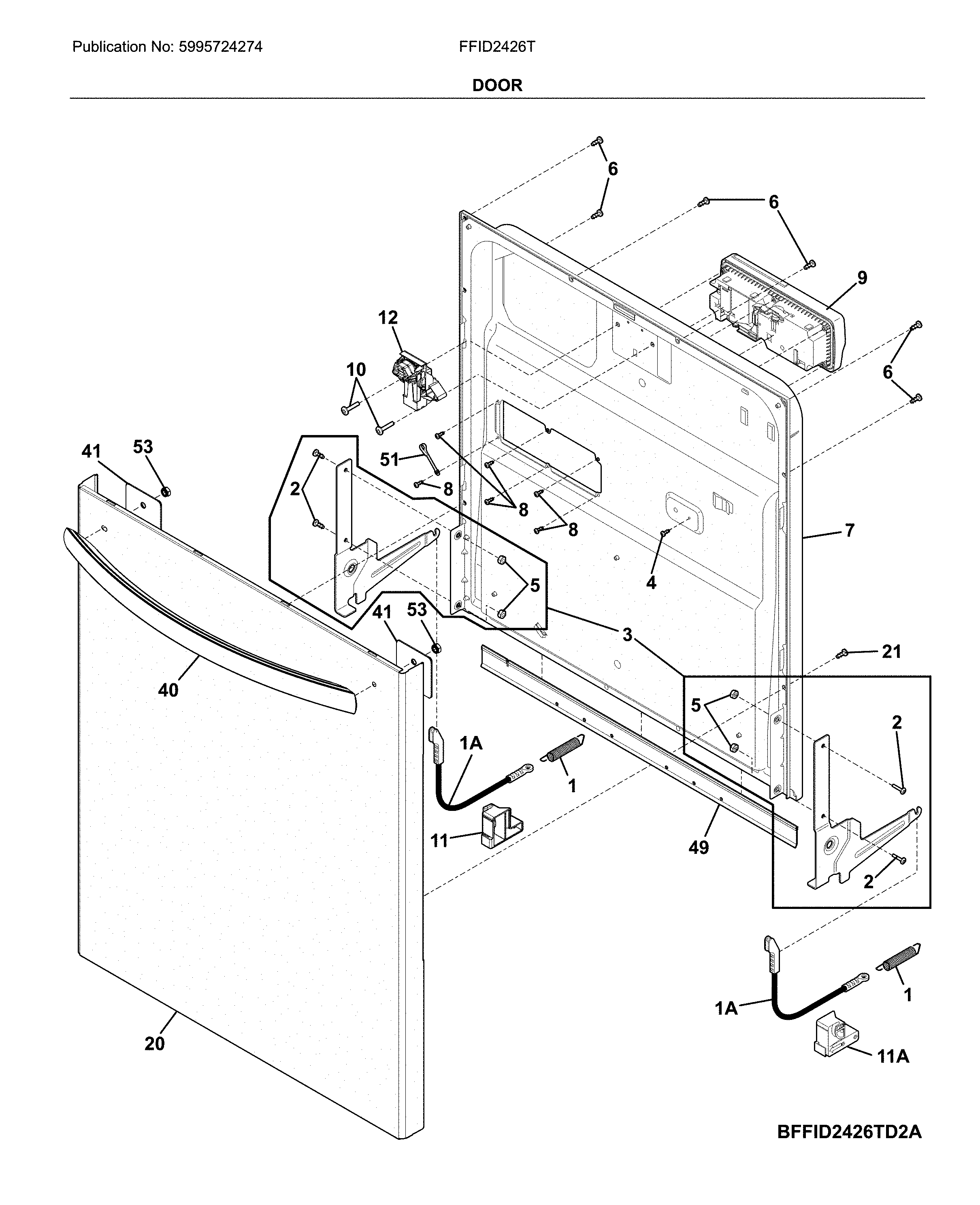Frigidaire FFID2426TD5A door diagram