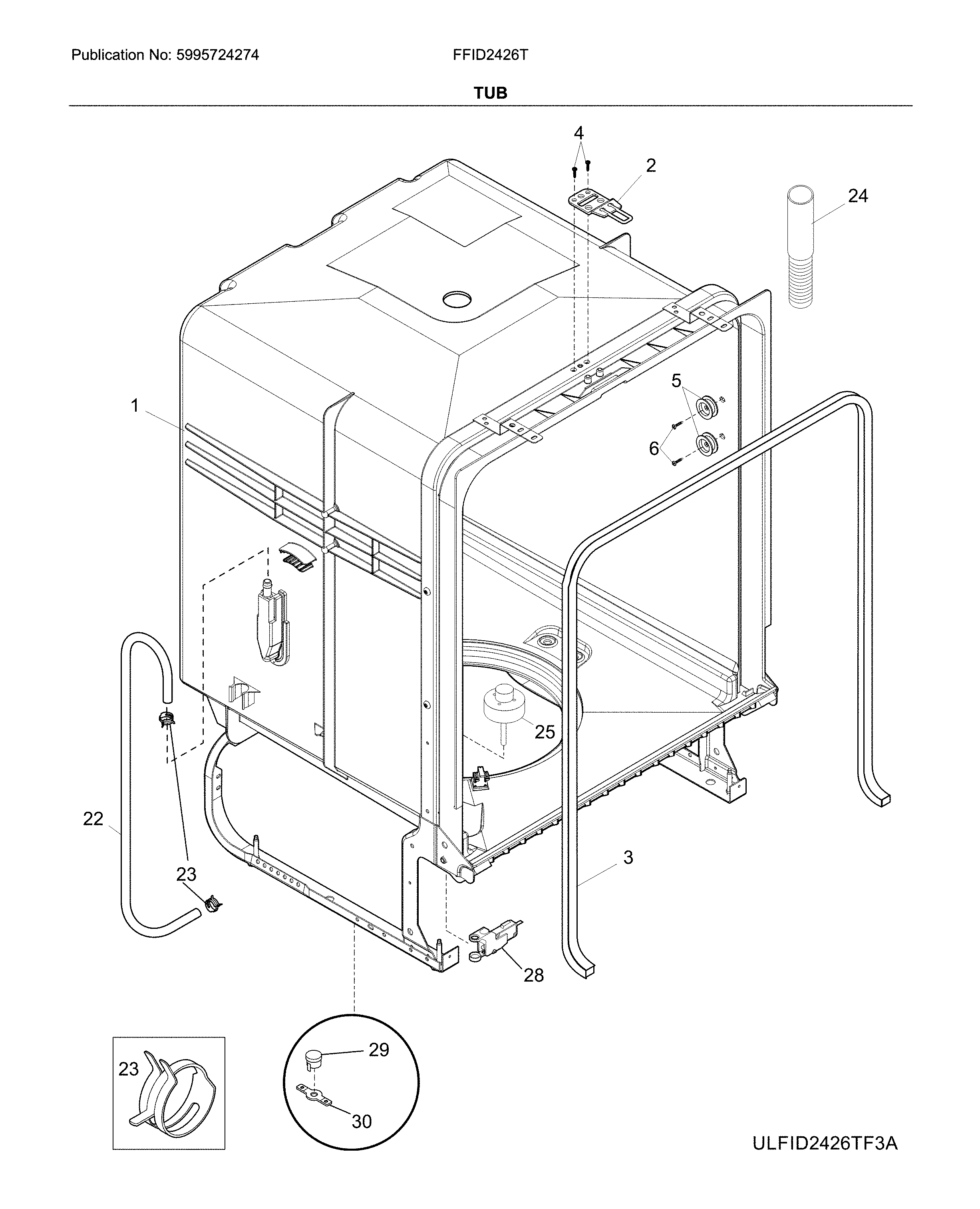 Frigidaire FFID2426TD5A tub diagram