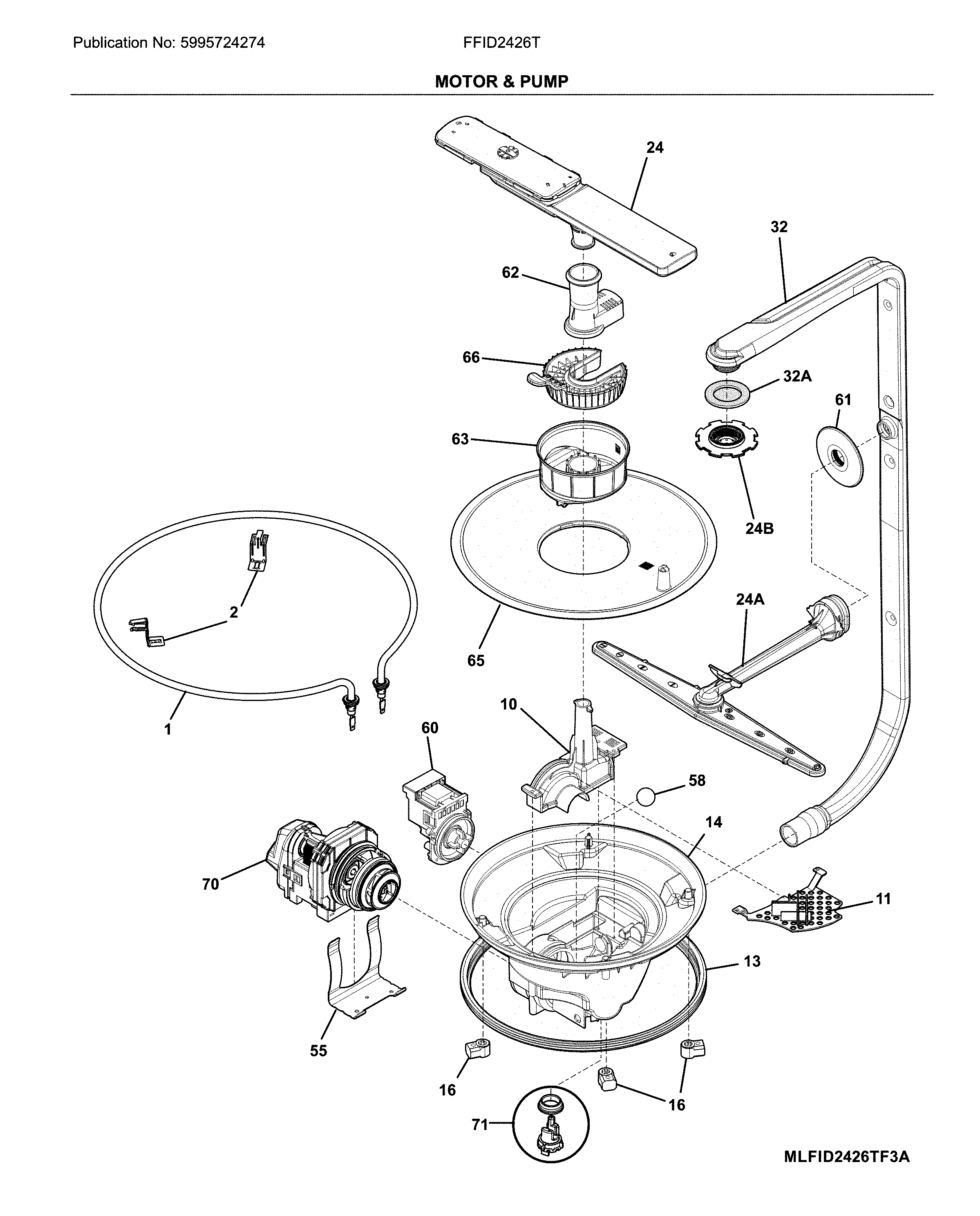 Frigidaire FFID2426TD5A motor & pump diagram