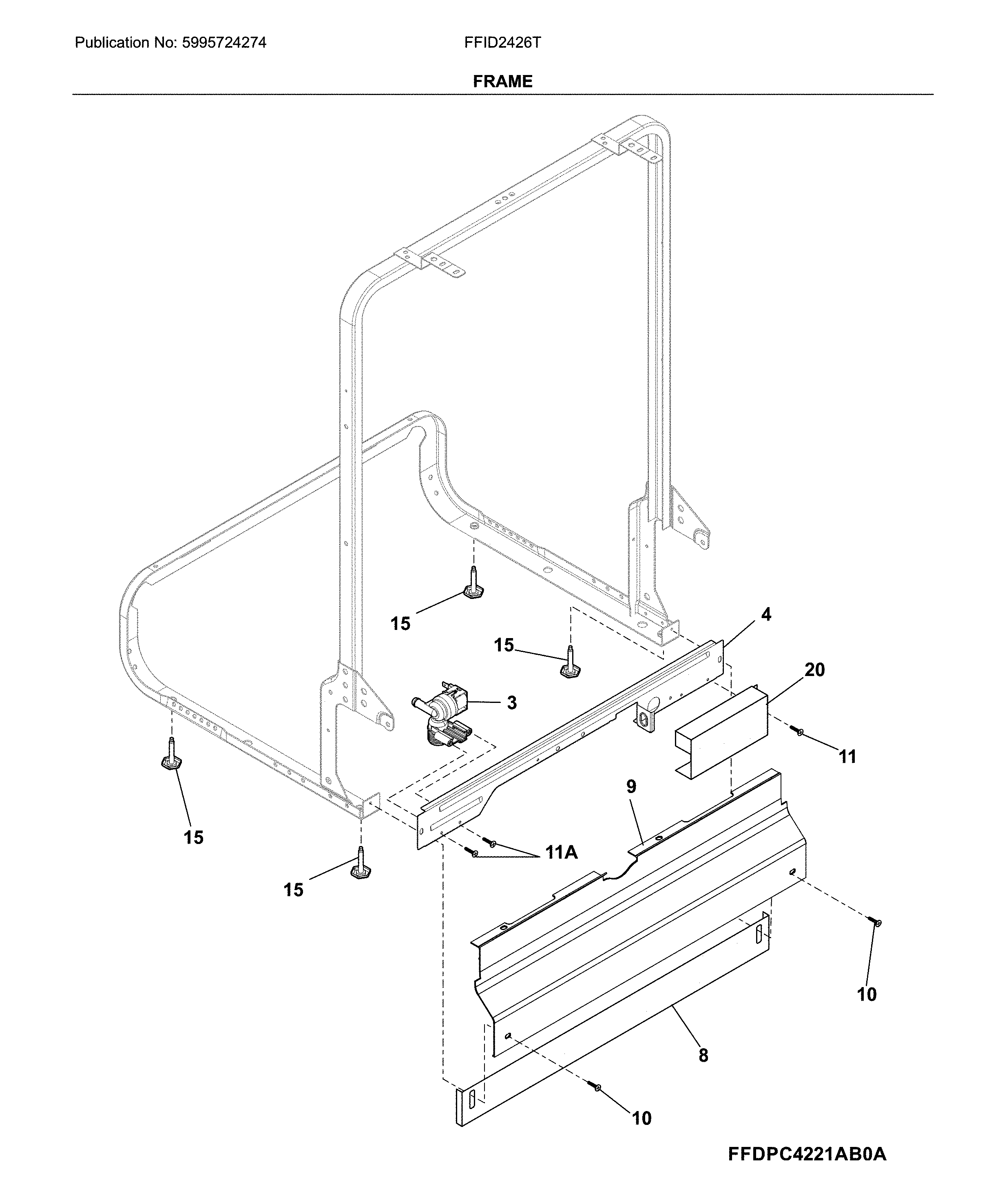 Frigidaire FFID2426TD5A frame diagram