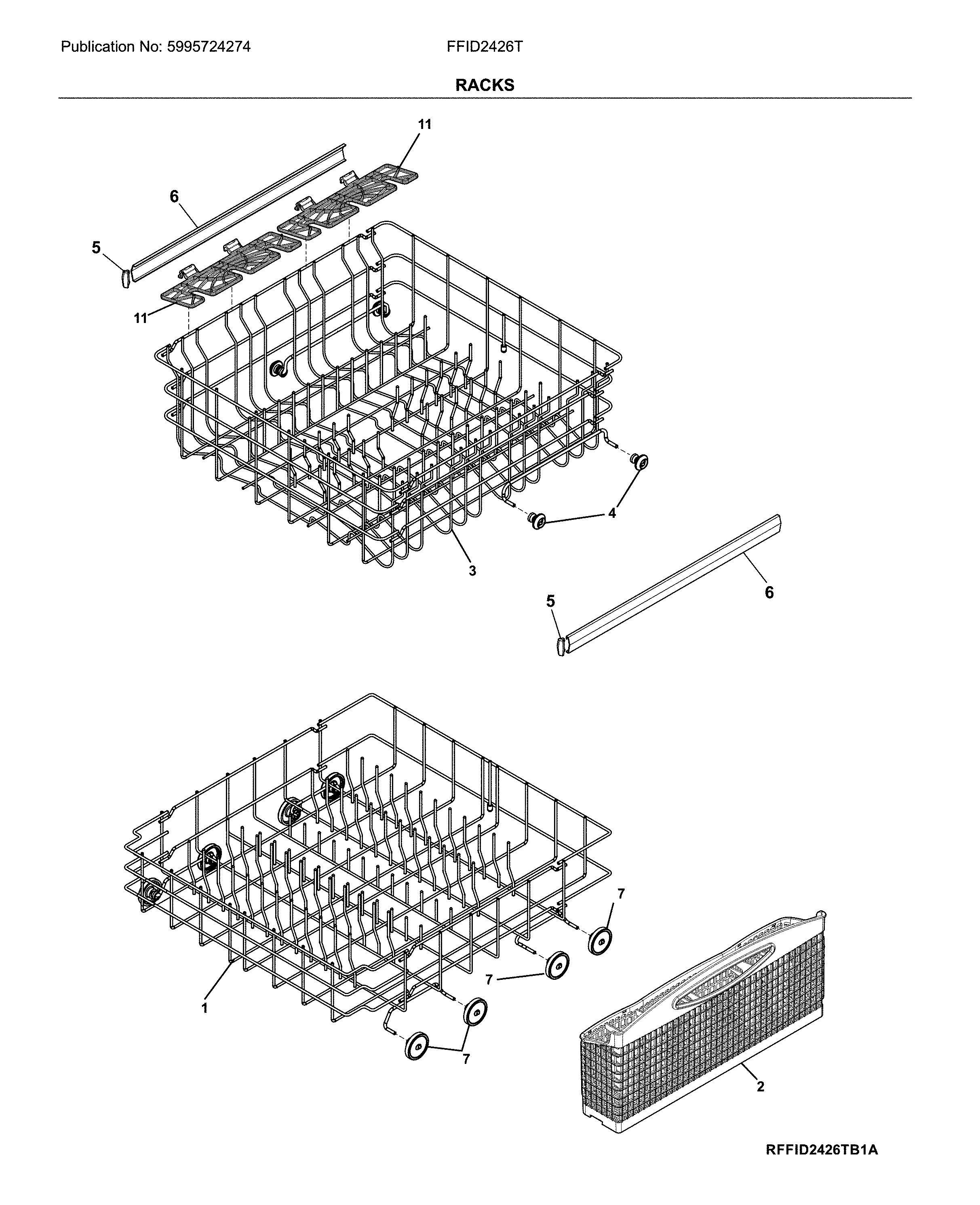 Frigidaire FFID2426TD5A racks diagram