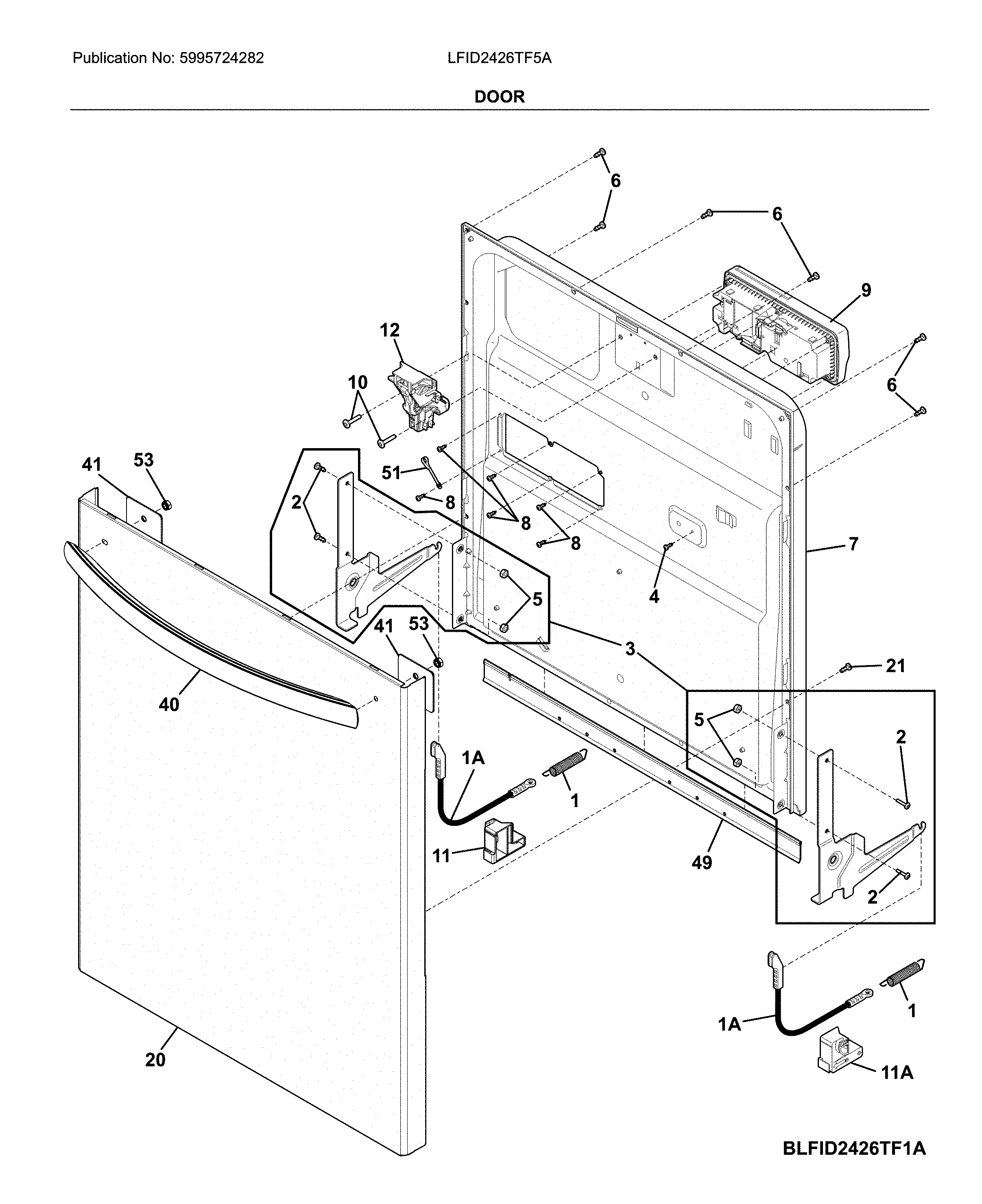 Frigidaire LFID2426TF5A door diagram