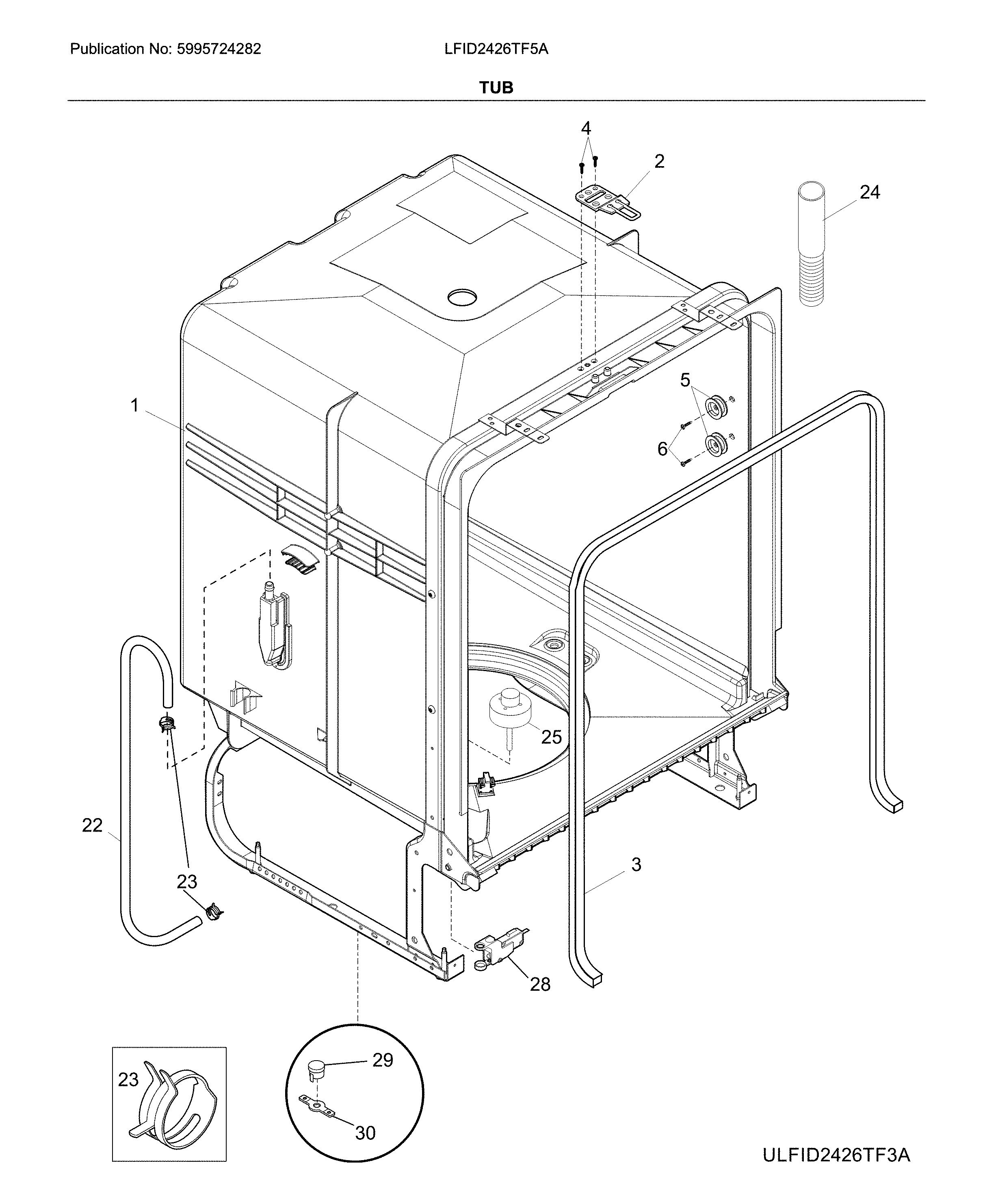 Frigidaire LFID2426TF5A tub diagram