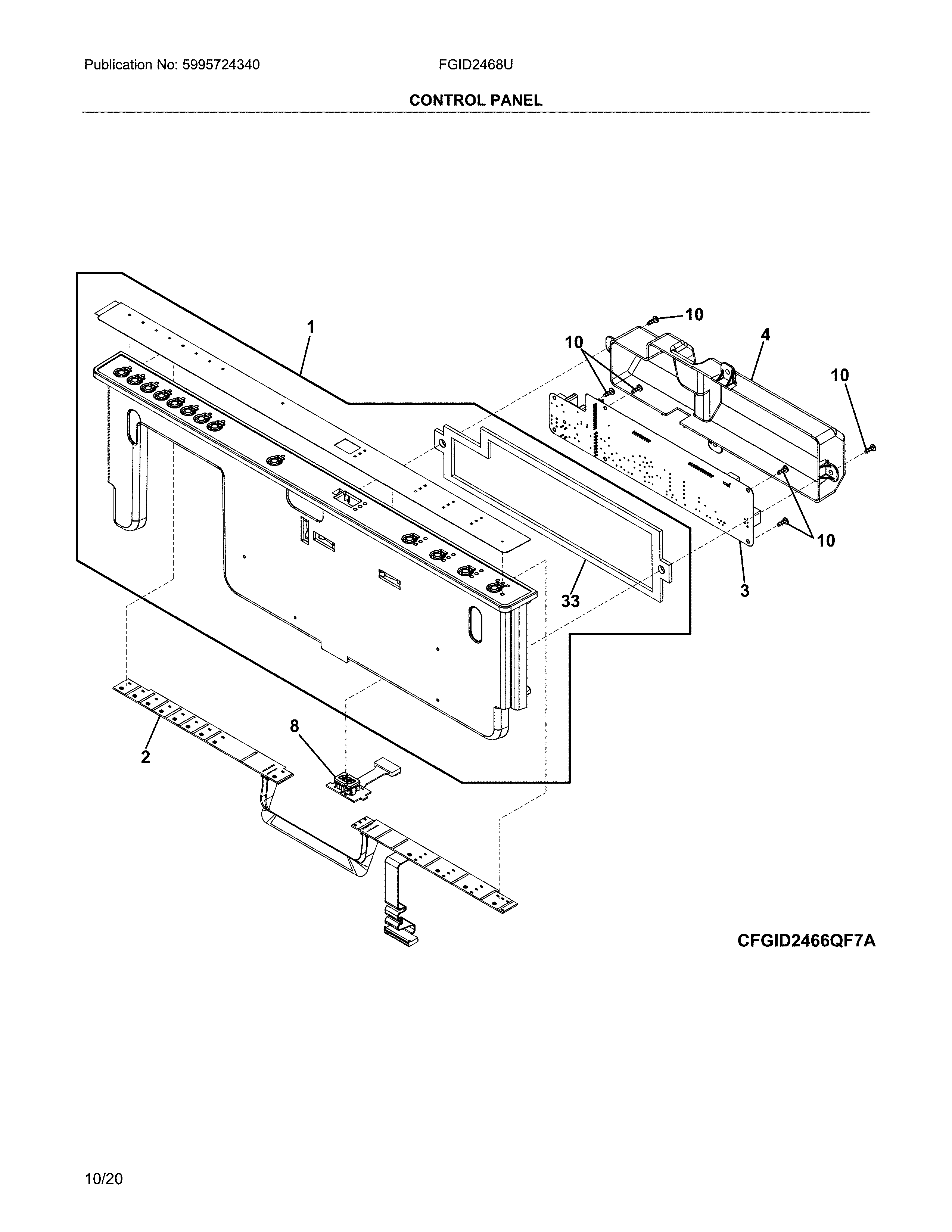 Frigidaire FGID2468UD2A control panel diagram