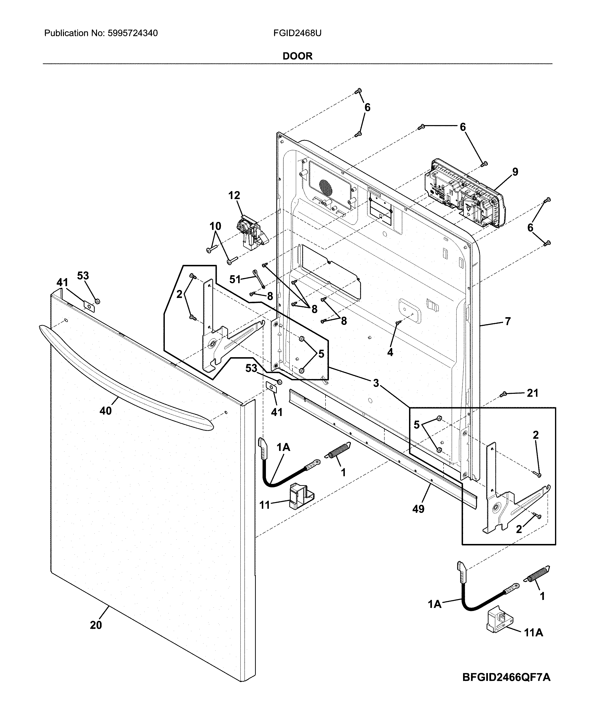 Frigidaire FGID2468UD2A door diagram
