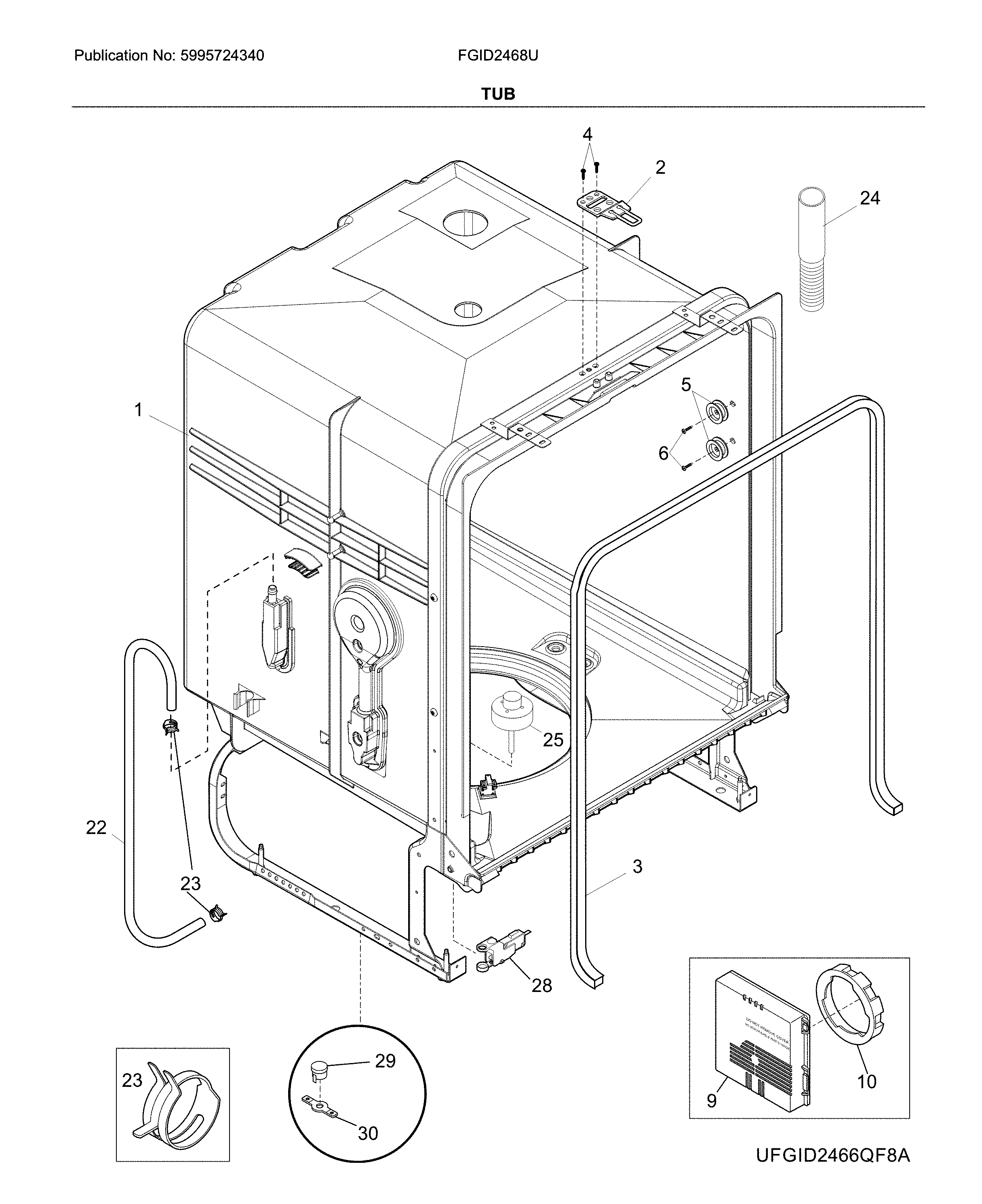 Frigidaire FGID2468UD2A tub diagram
