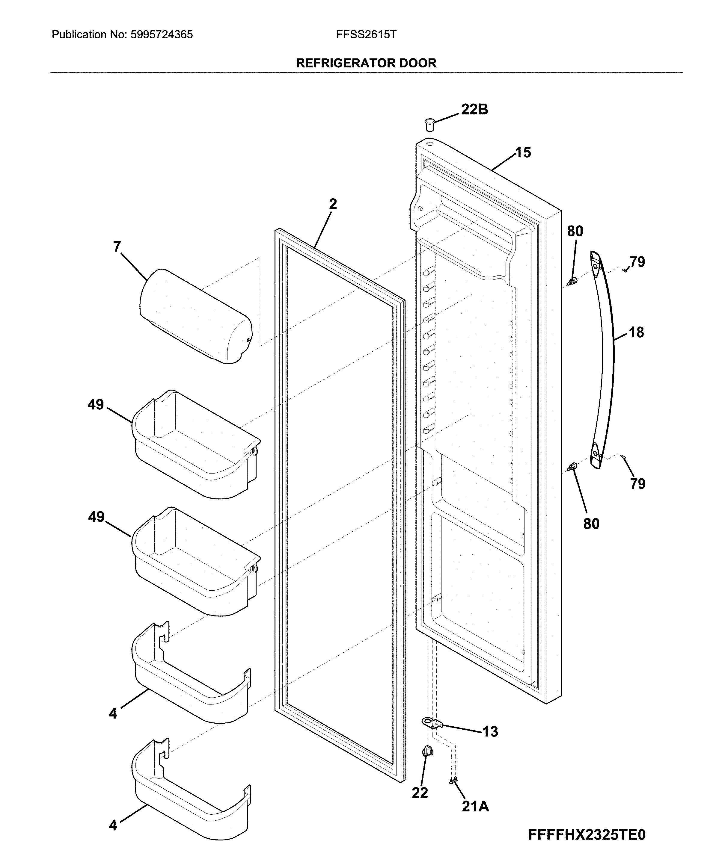 Frigidaire FFSS2615TD3 refrigerator door diagram