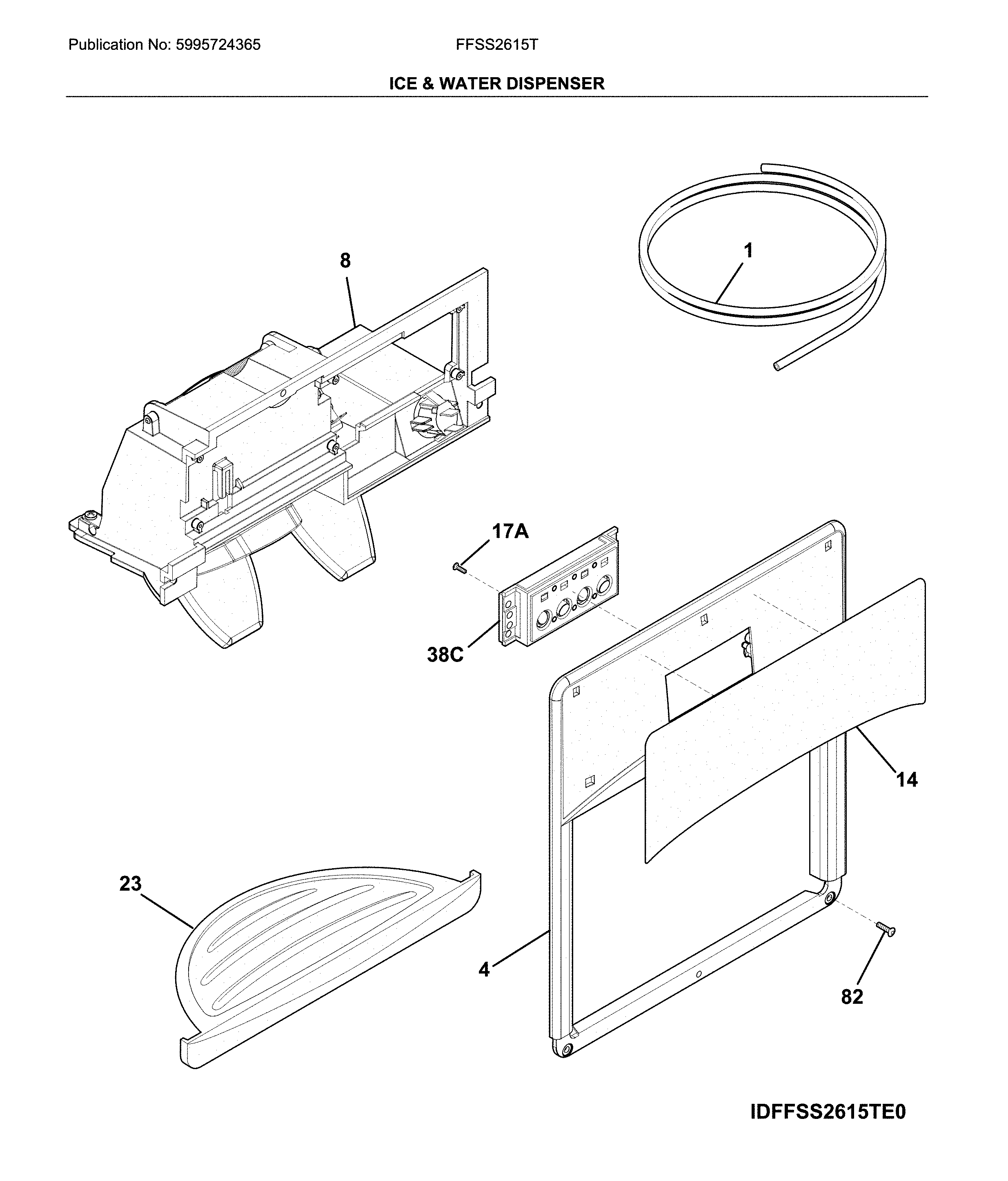 Frigidaire FFSS2615TD3 ice & water dispenser diagram