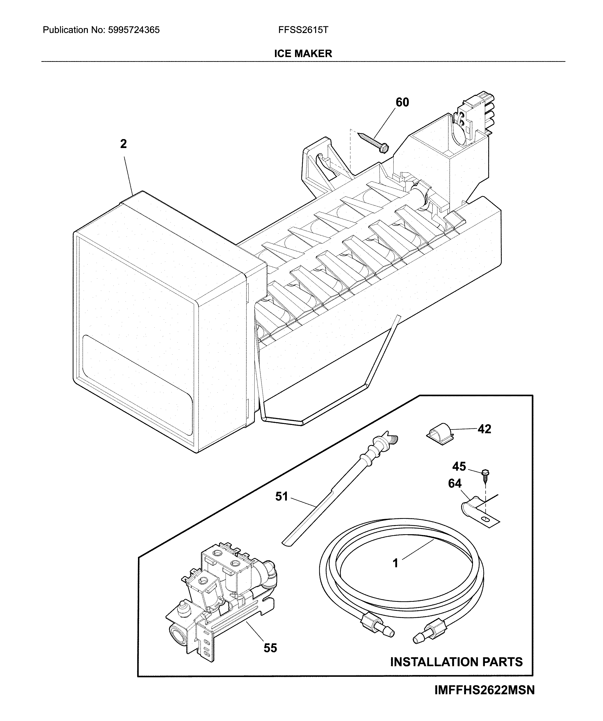 Frigidaire FFSS2615TD3 ice maker diagram