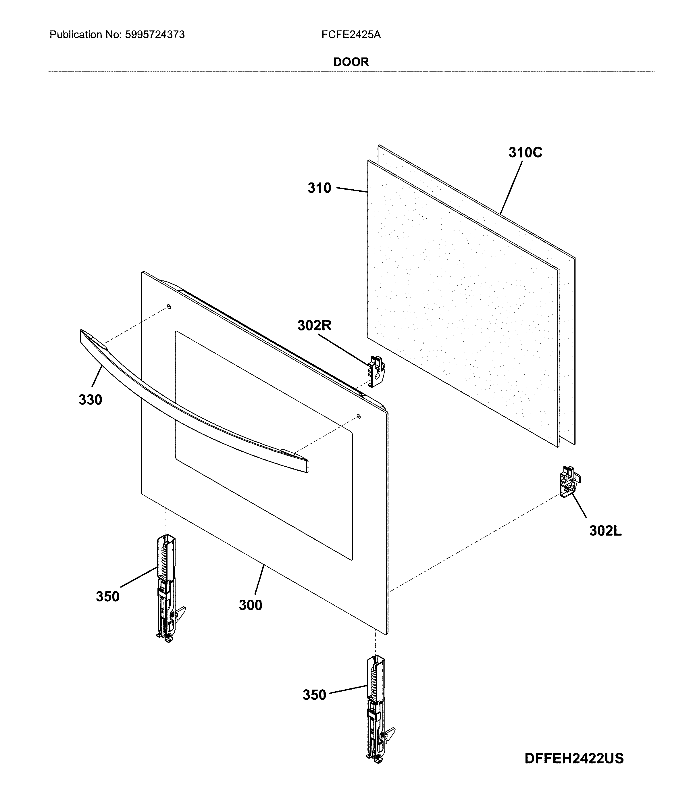 Frigidaire FCFE2425AW door diagram