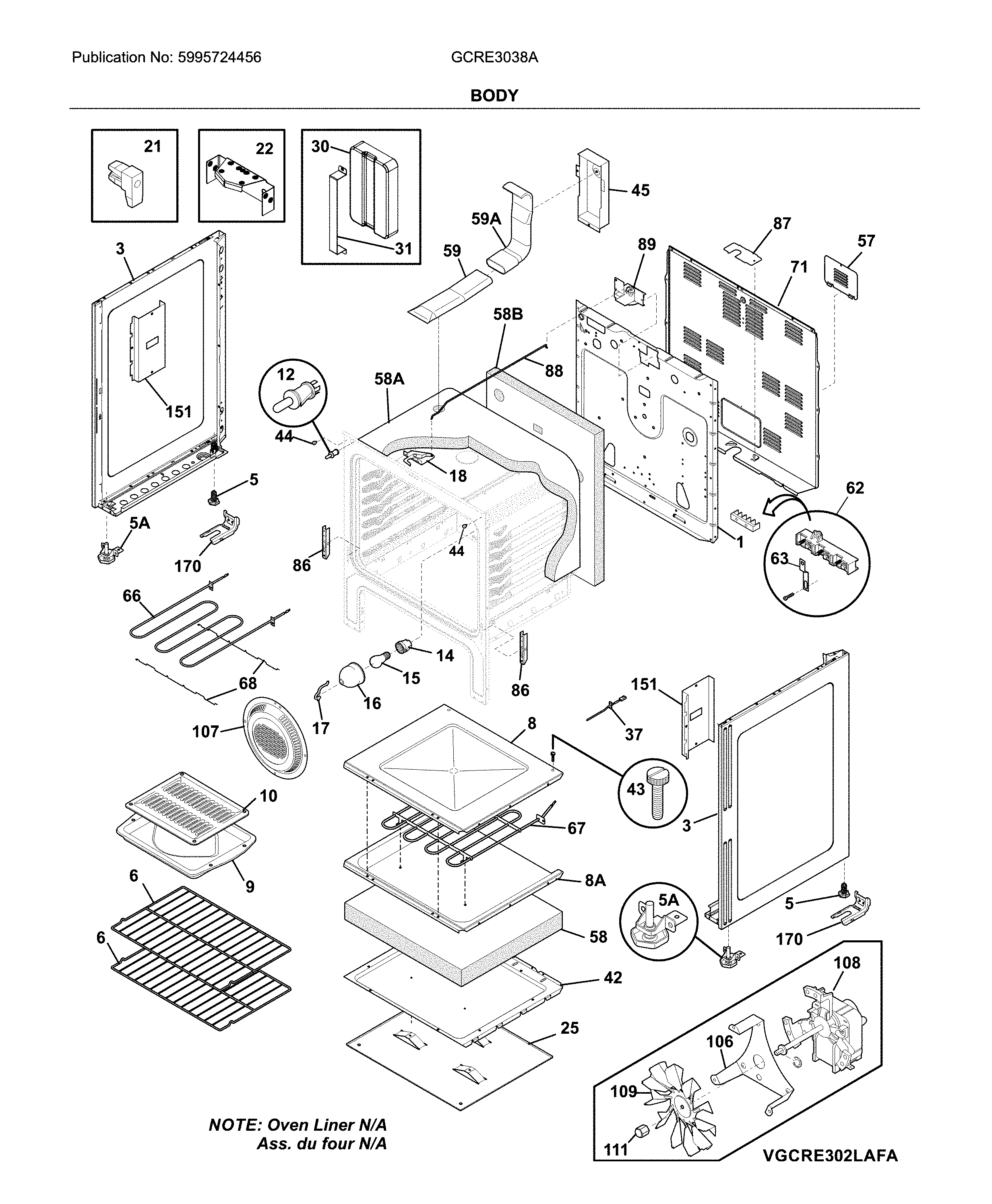 Frigidaire GCRE3038ADD body diagram