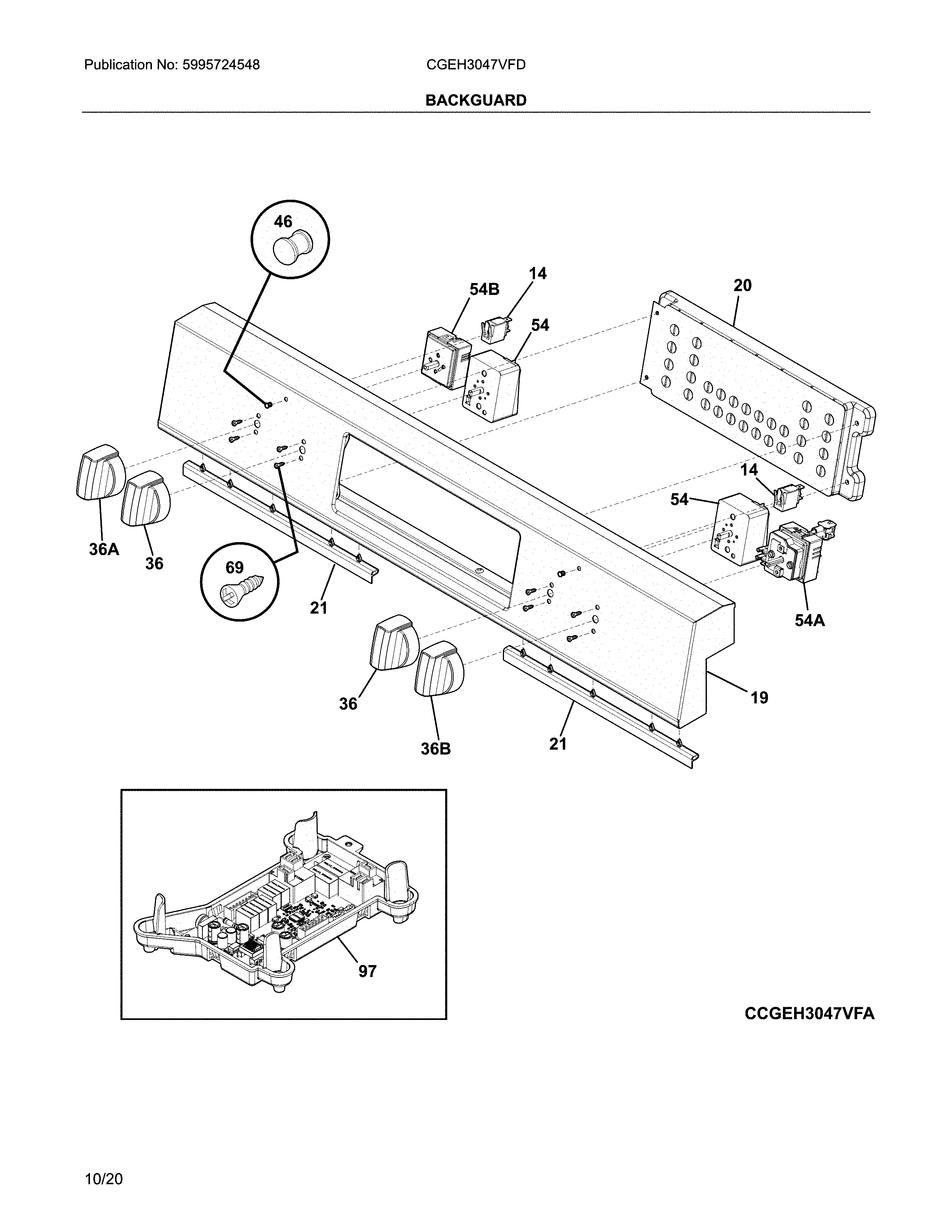 Frigidaire CGEH3047VFD backguard diagram