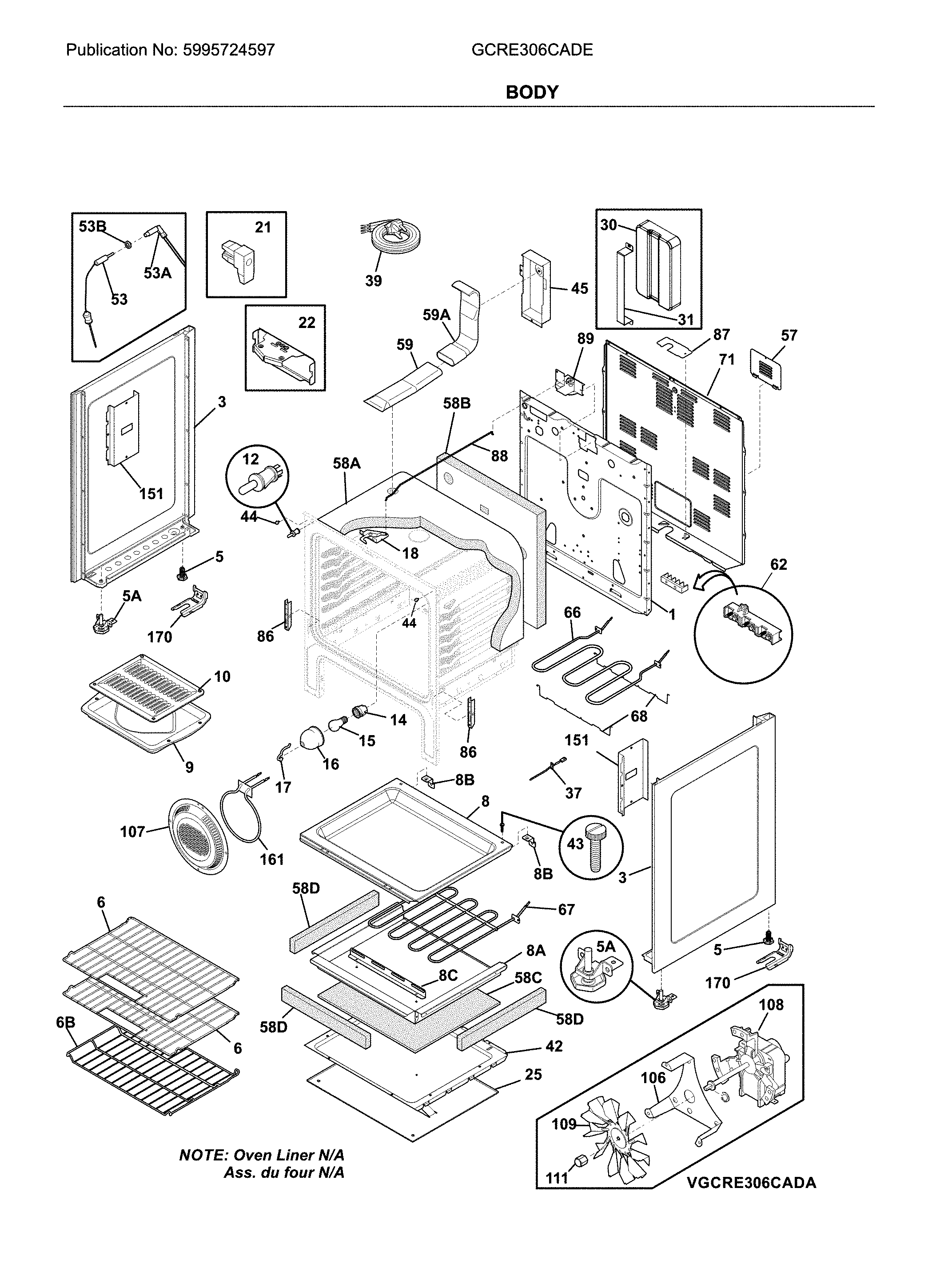 Frigidaire GCRE306CADE body diagram
