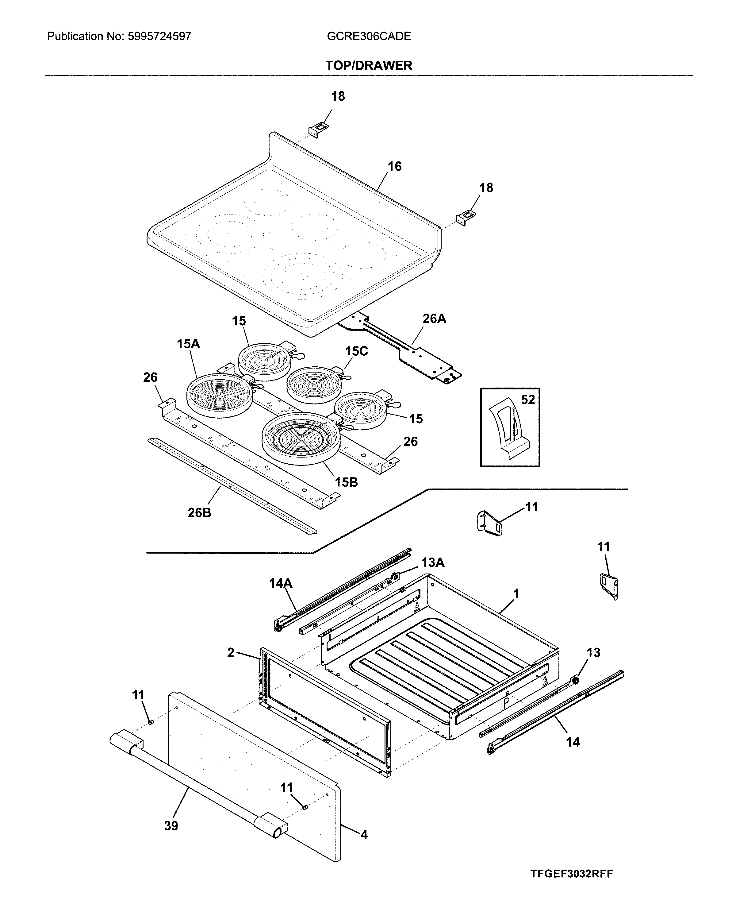 Frigidaire GCRE306CADE top/drawer diagram