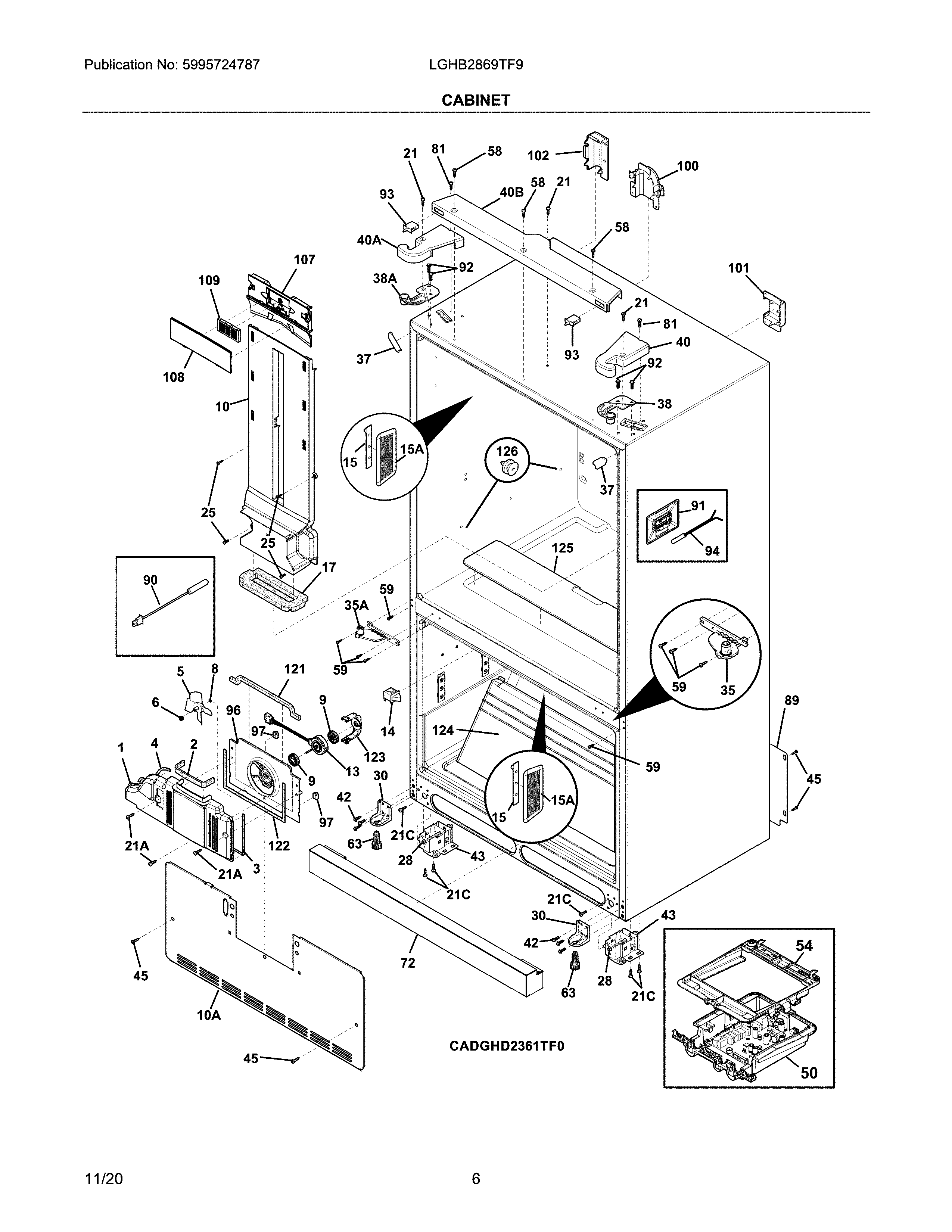 Frigidaire LGHB2869TF9 cabinet diagram