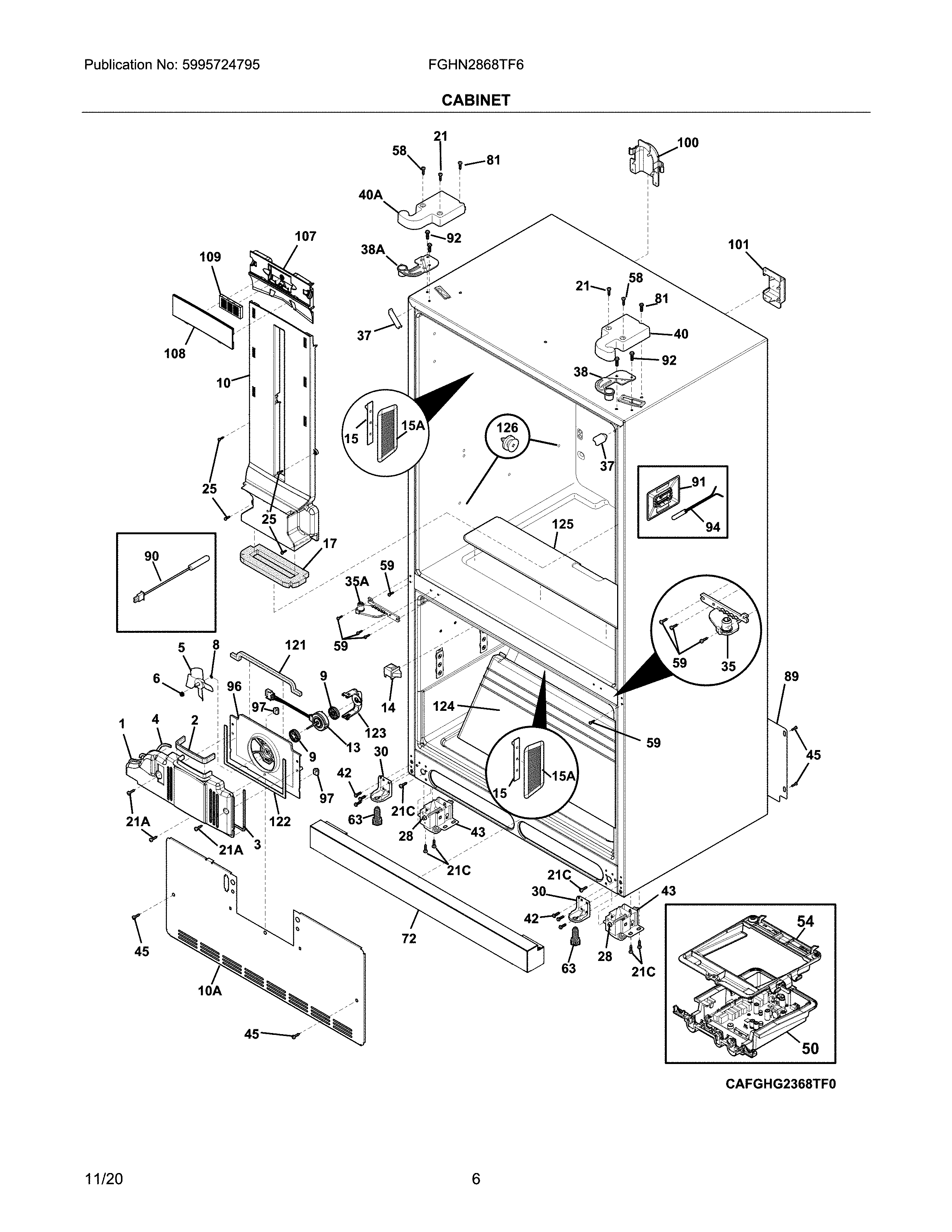 Frigidaire FGHN2868TF6 cabinet diagram