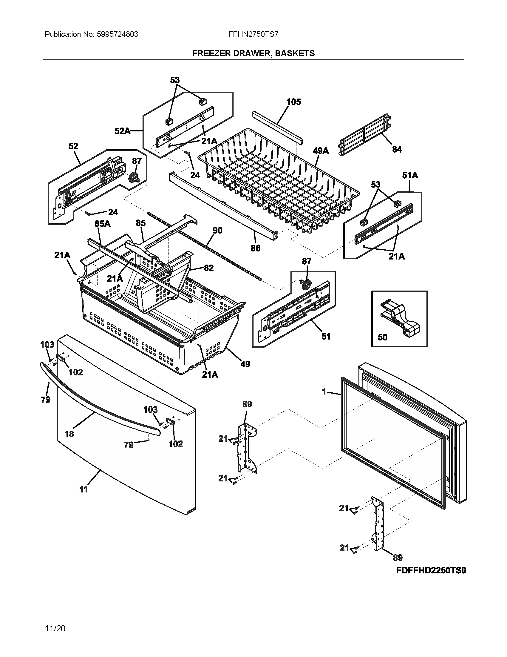 Frigidaire FFHN2750TS7 freezer door diagram