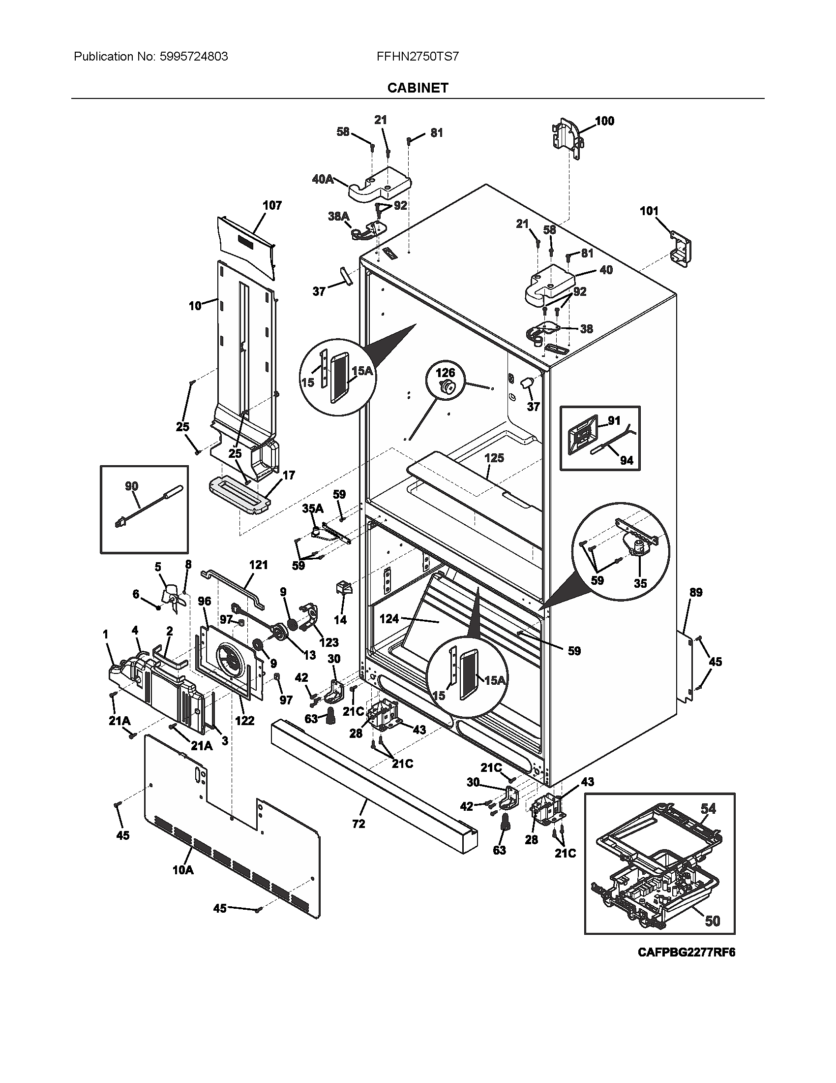 Frigidaire FFHN2750TS7 cabinet diagram