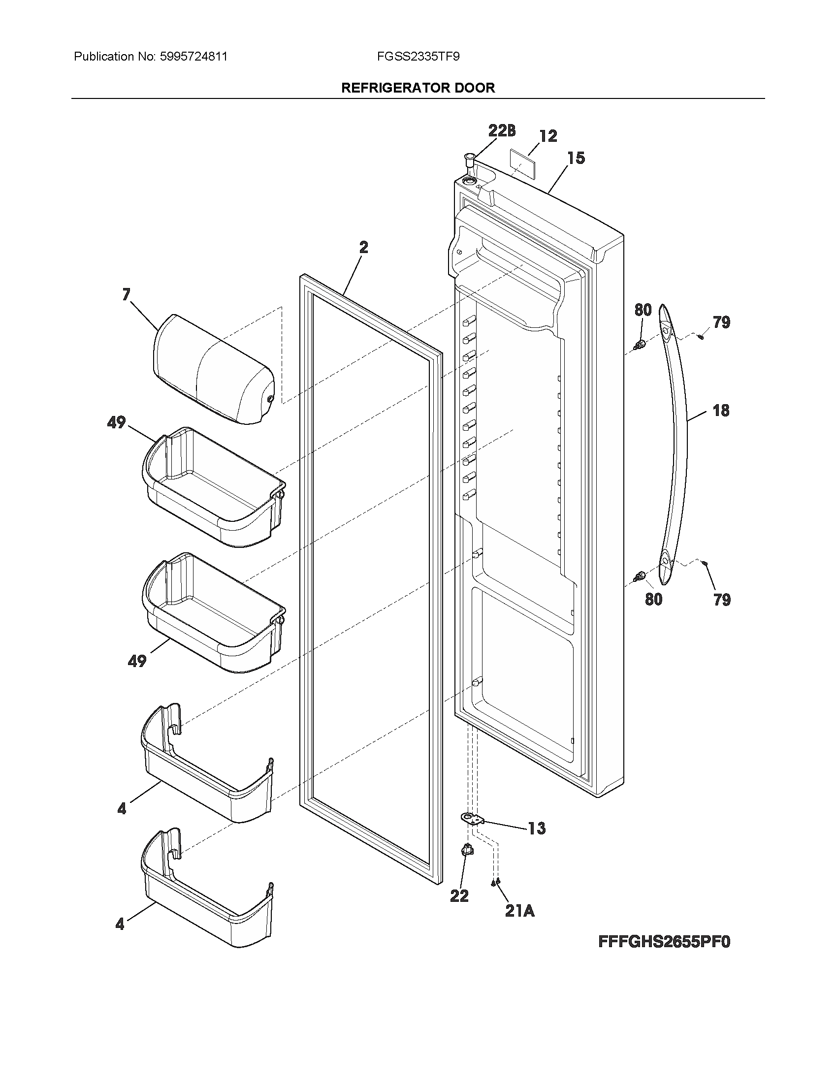 Frigidaire FGSS2335TF9 refrigerator door diagram
