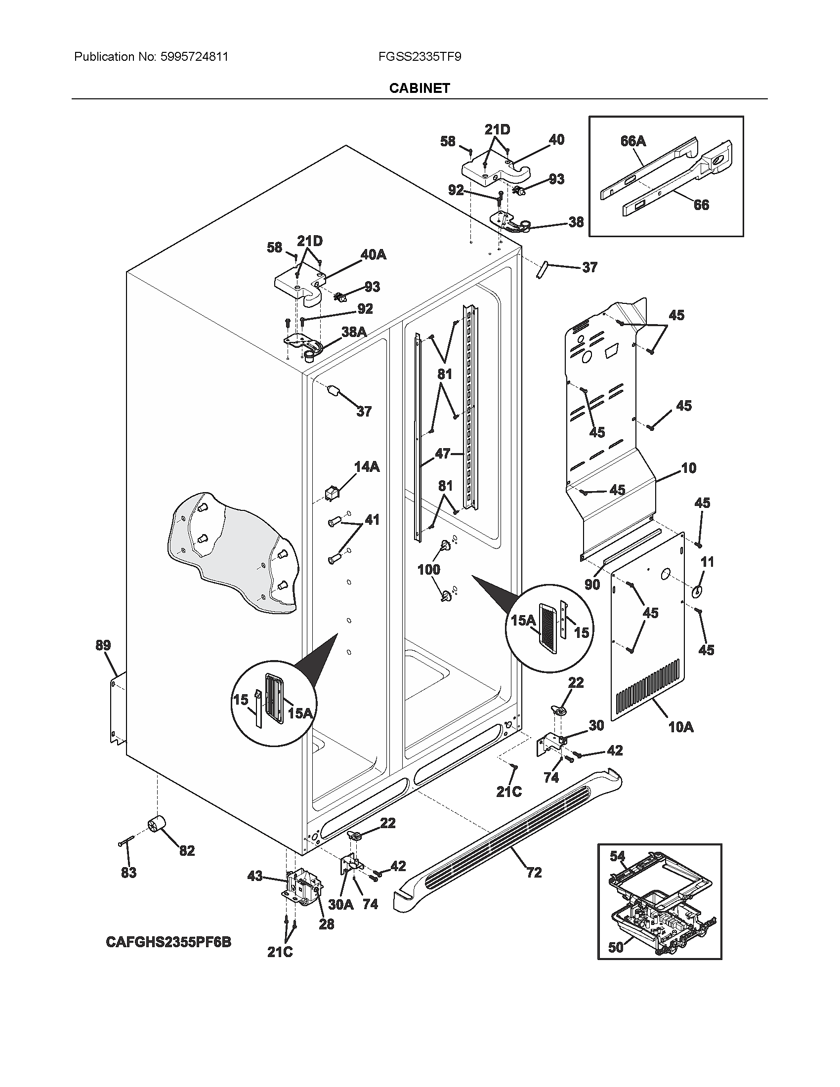 Frigidaire FGSS2335TF9 cabinet diagram