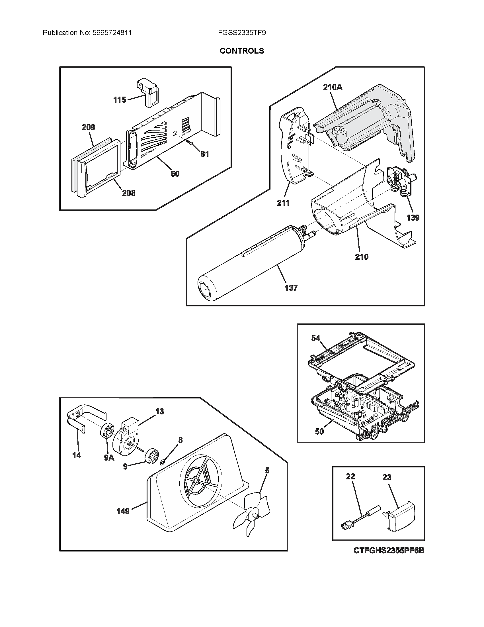 Frigidaire FGSS2335TF9 controls diagram