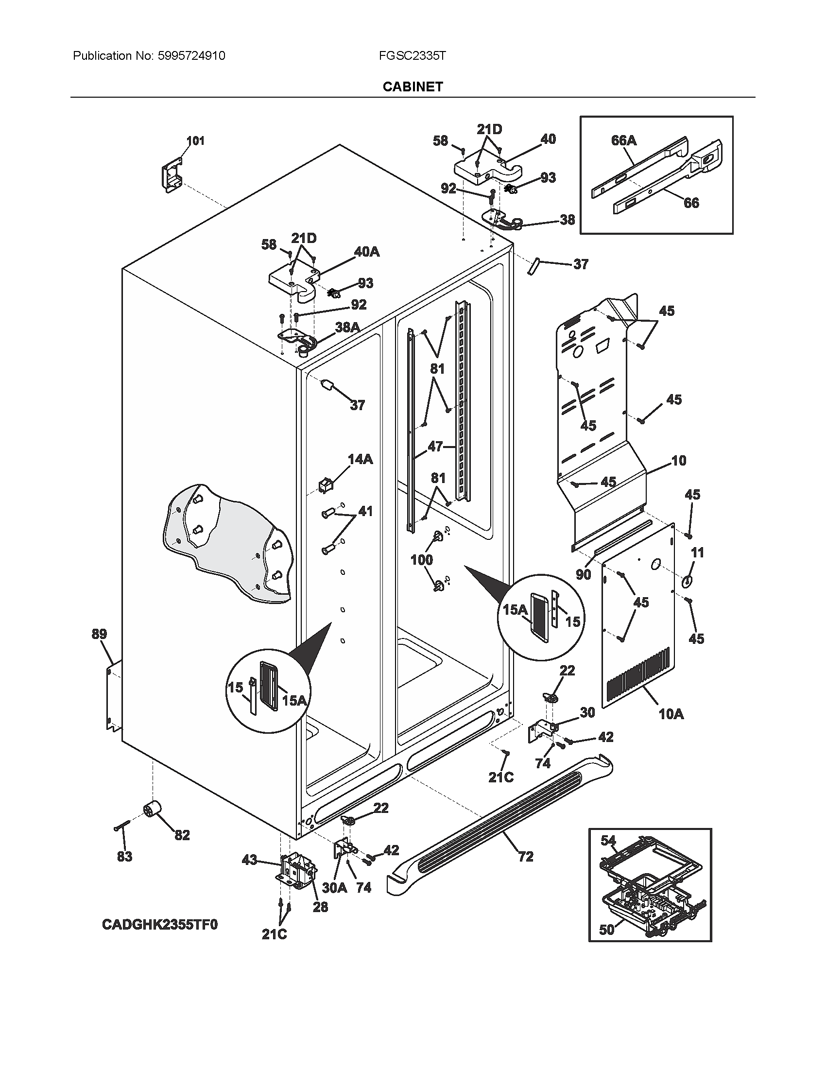 Frigidaire FGSC2335TD9 cabinet diagram