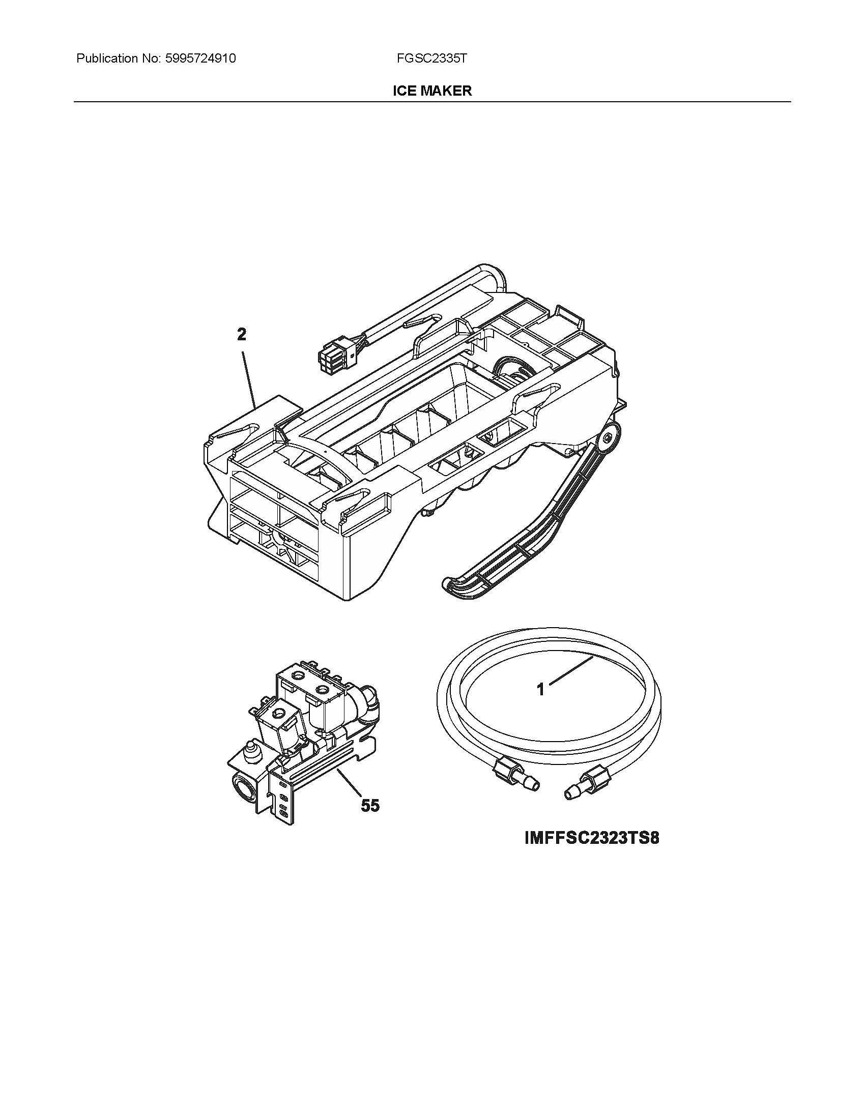 Frigidaire FGSC2335TD9 ice maker diagram