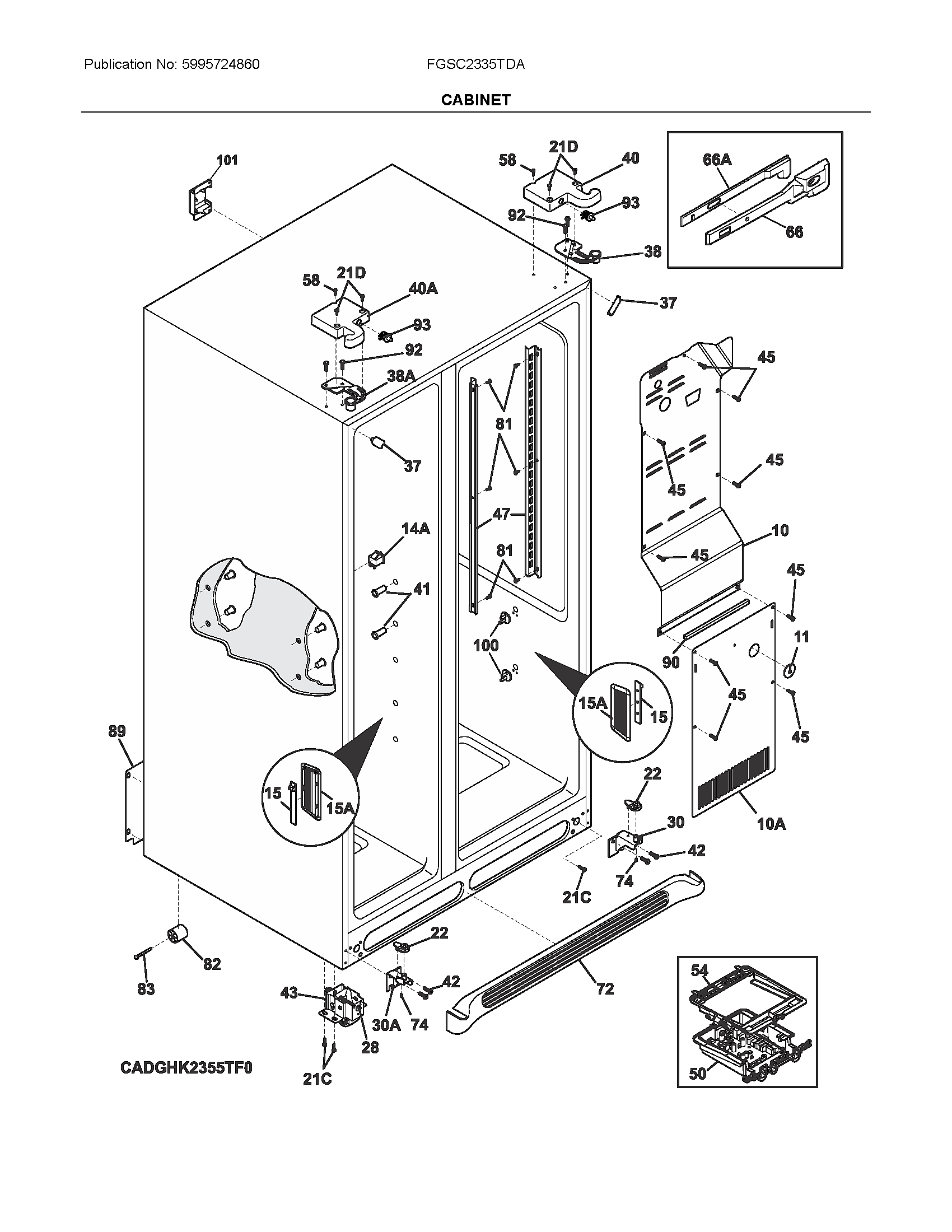 Frigidaire FGSC2335TDA cabinet diagram
