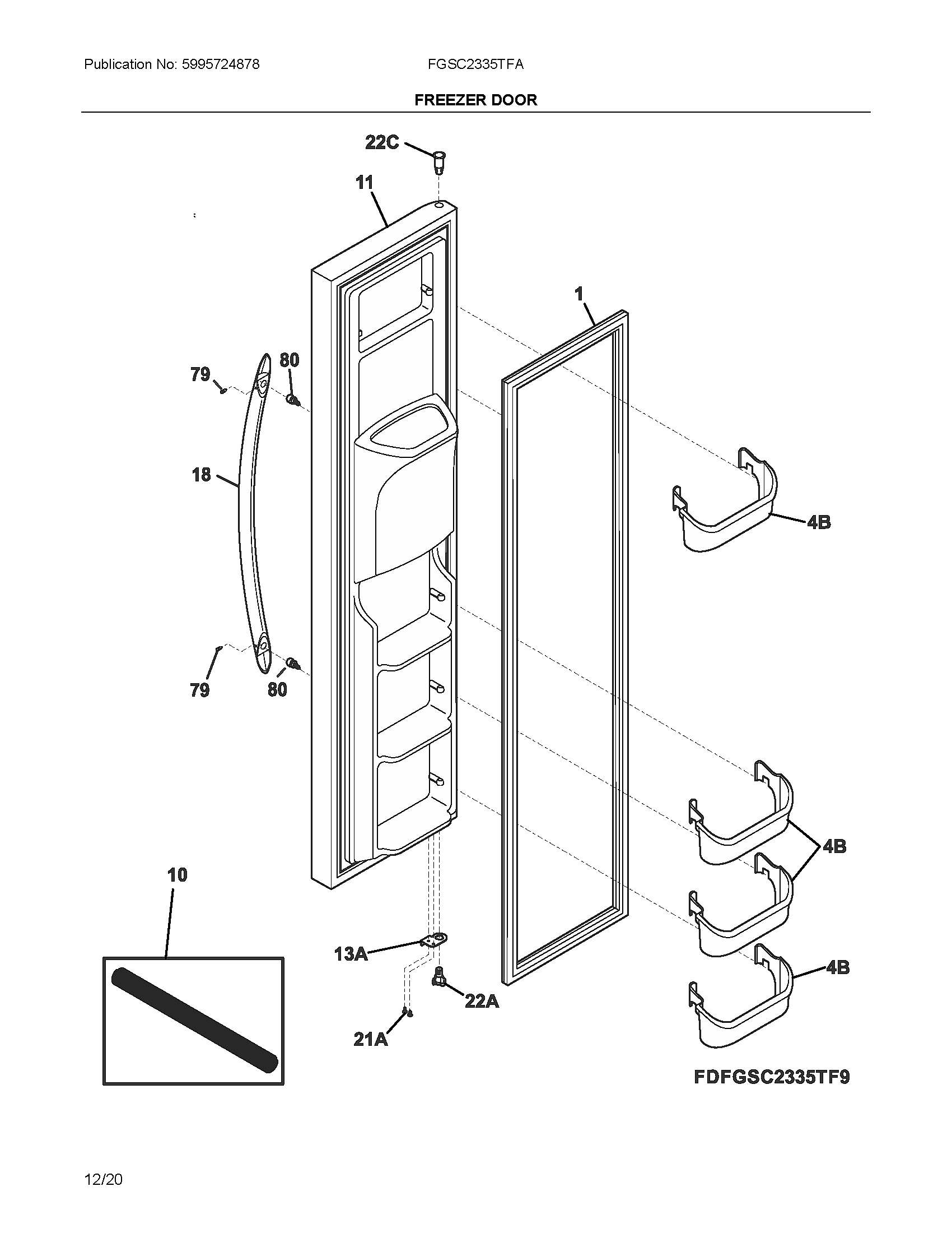 Frigidaire FGSC2335TFA freezer door diagram