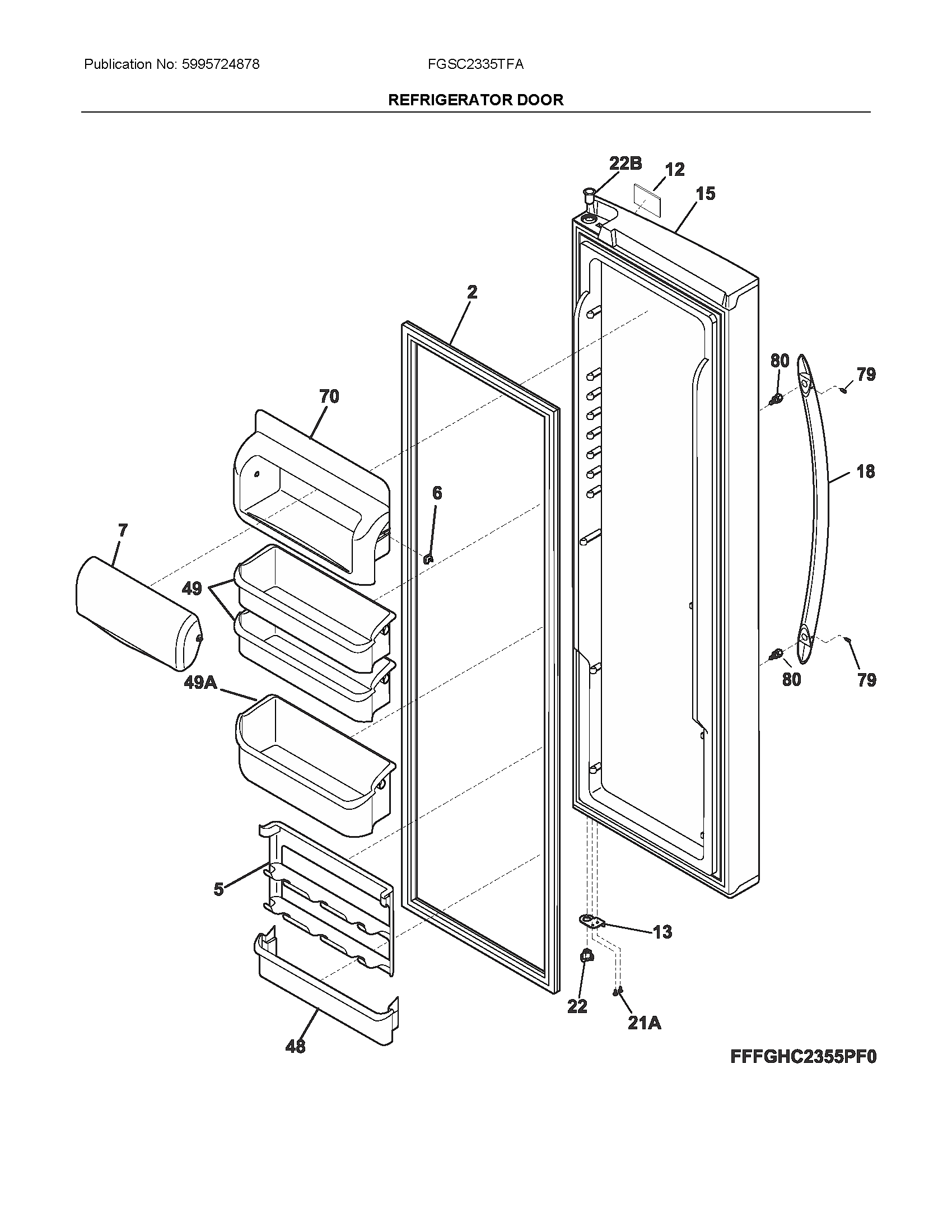 Frigidaire FGSC2335TFA fresh food door diagram