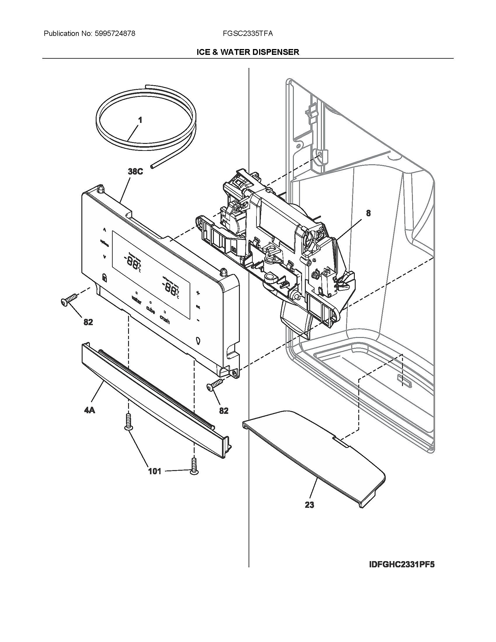 Frigidaire FGSC2335TFA dispenser diagram