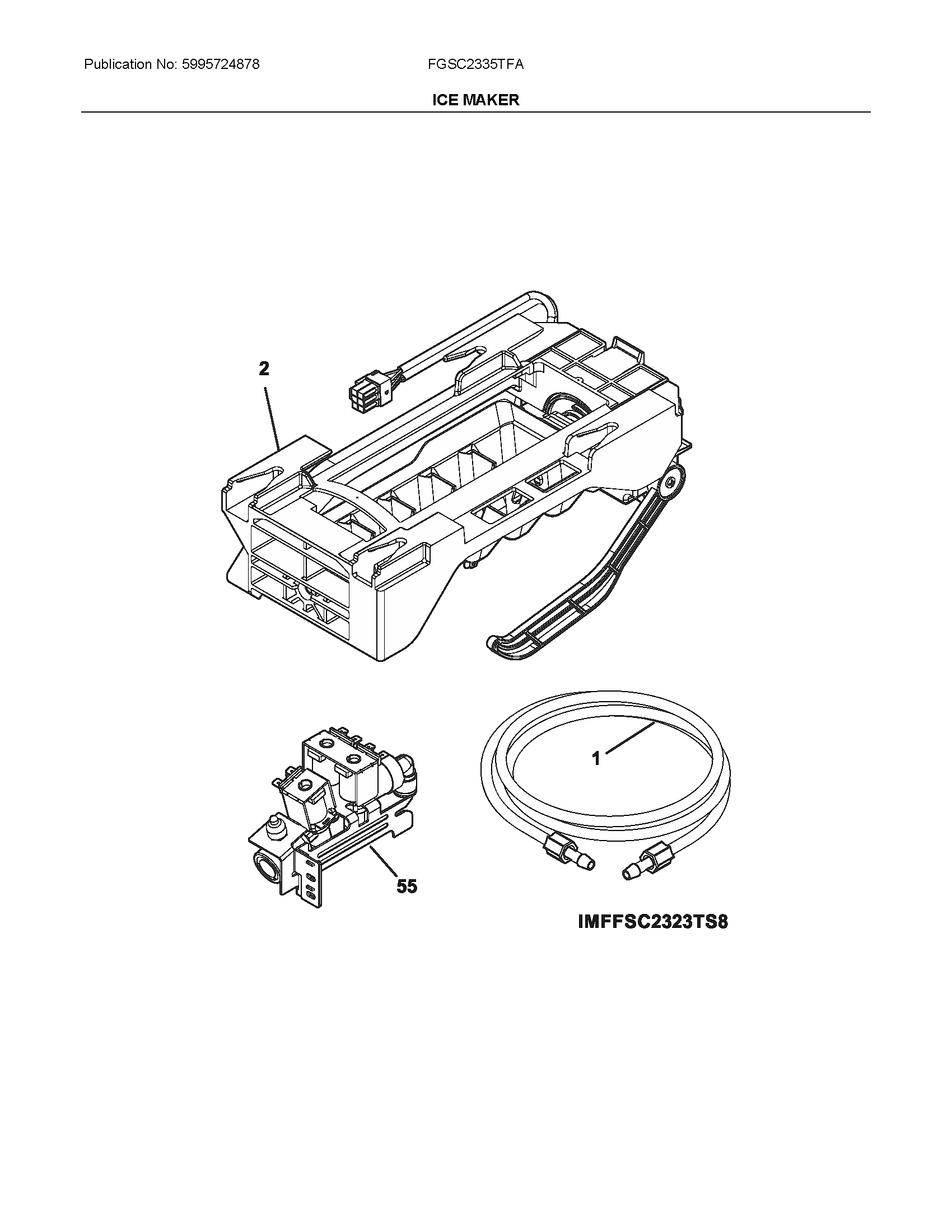 Frigidaire FGSC2335TFA ice maker diagram