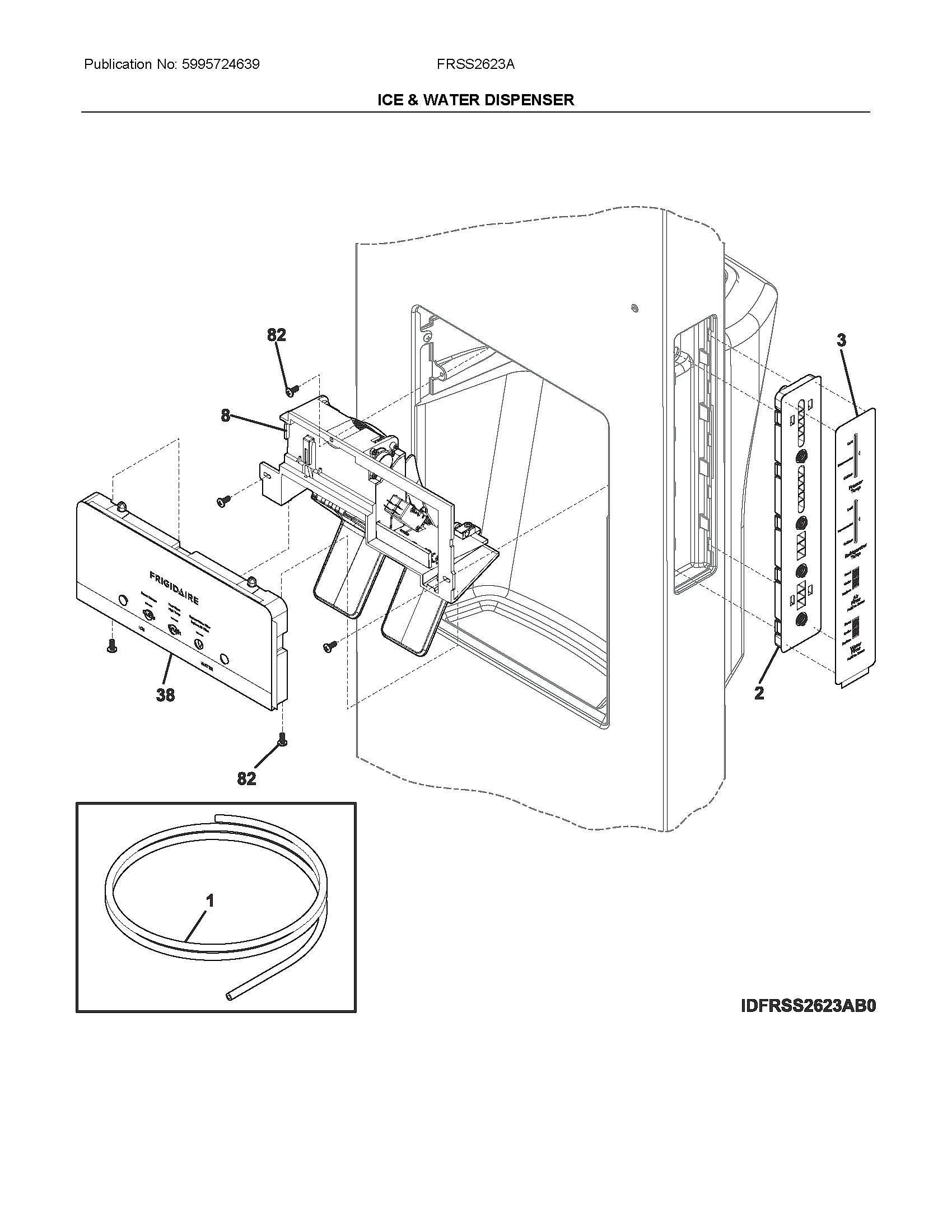 Frigidaire FRSS2623AW0 ice & water dispenser diagram