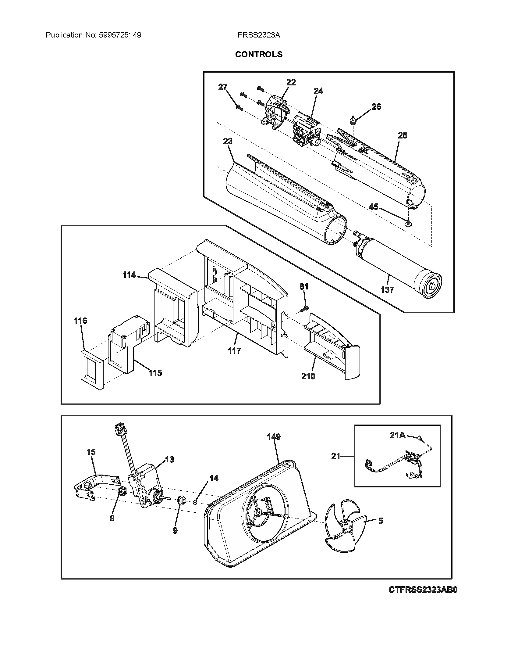 Frigidaire FRSS2323AW0 controls diagram