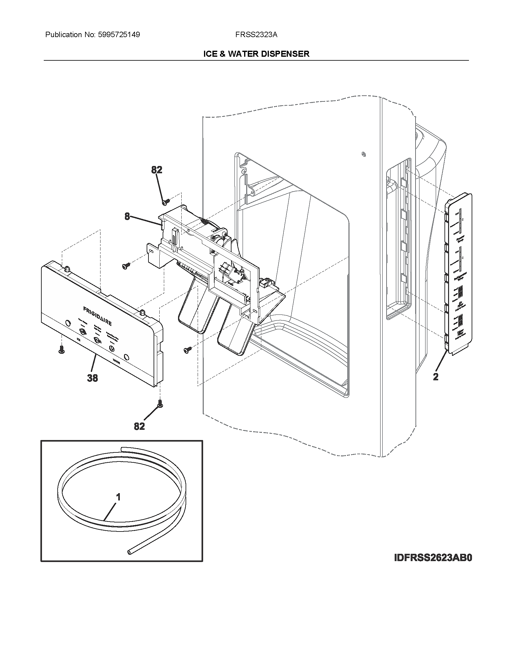 Frigidaire FRSS2323AW0 ice & water dispenser diagram