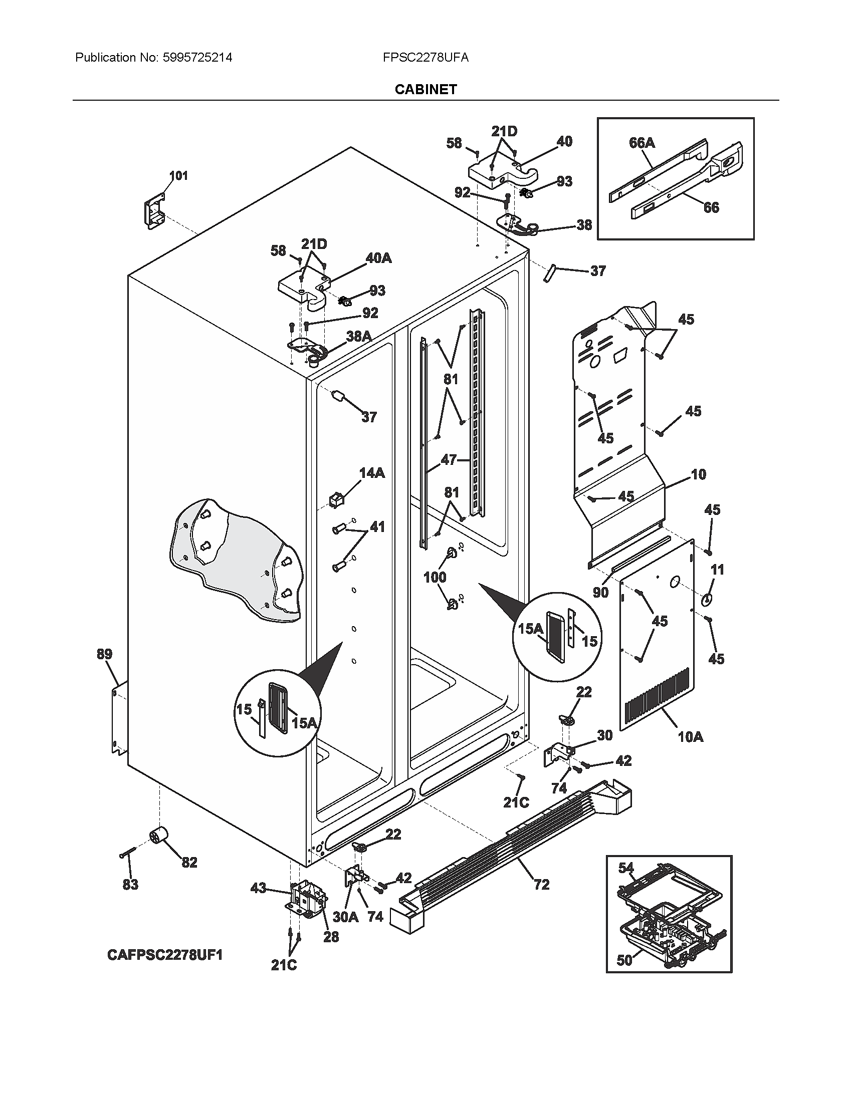 Frigidaire FPSC2278UFA cabinet diagram