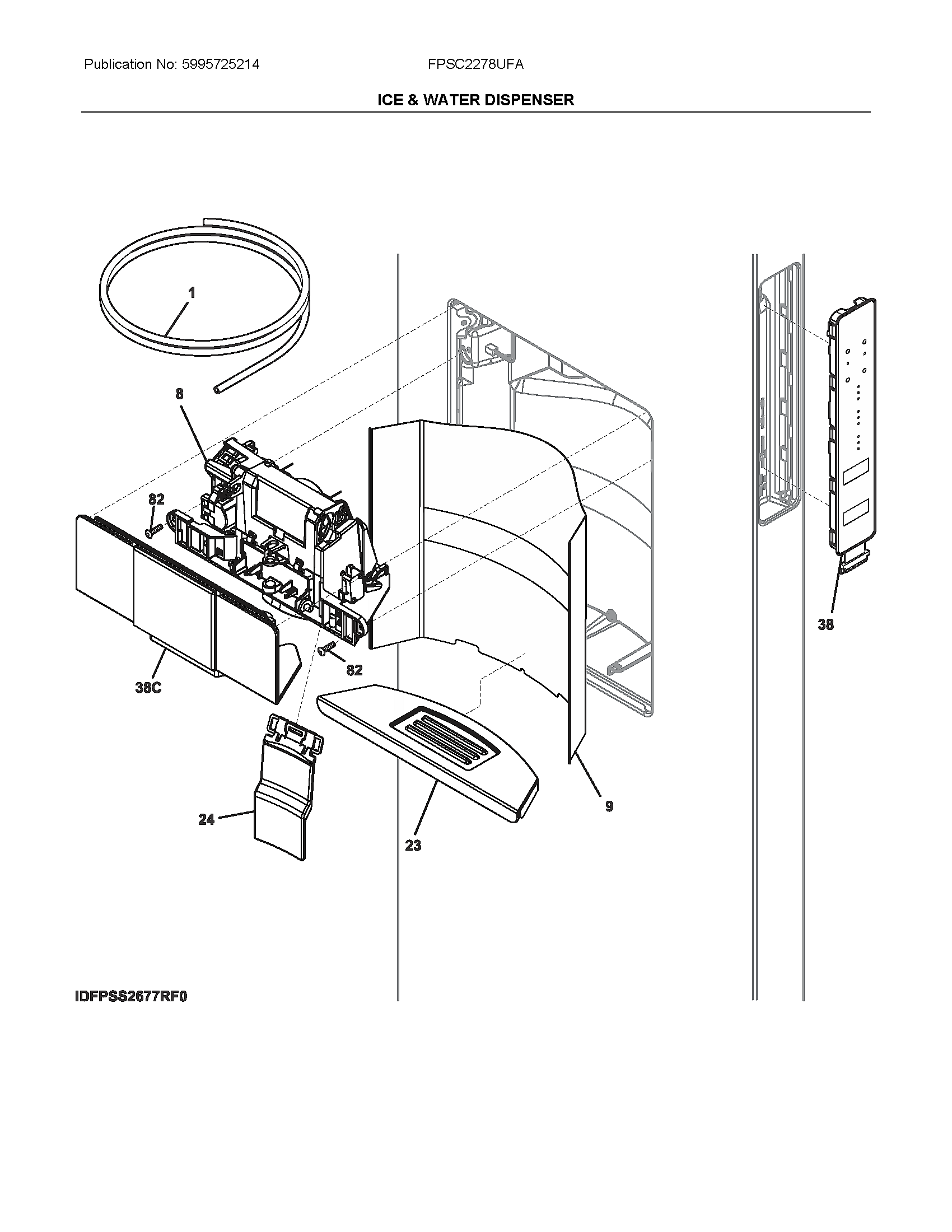 Frigidaire FPSC2278UFA dispenser diagram