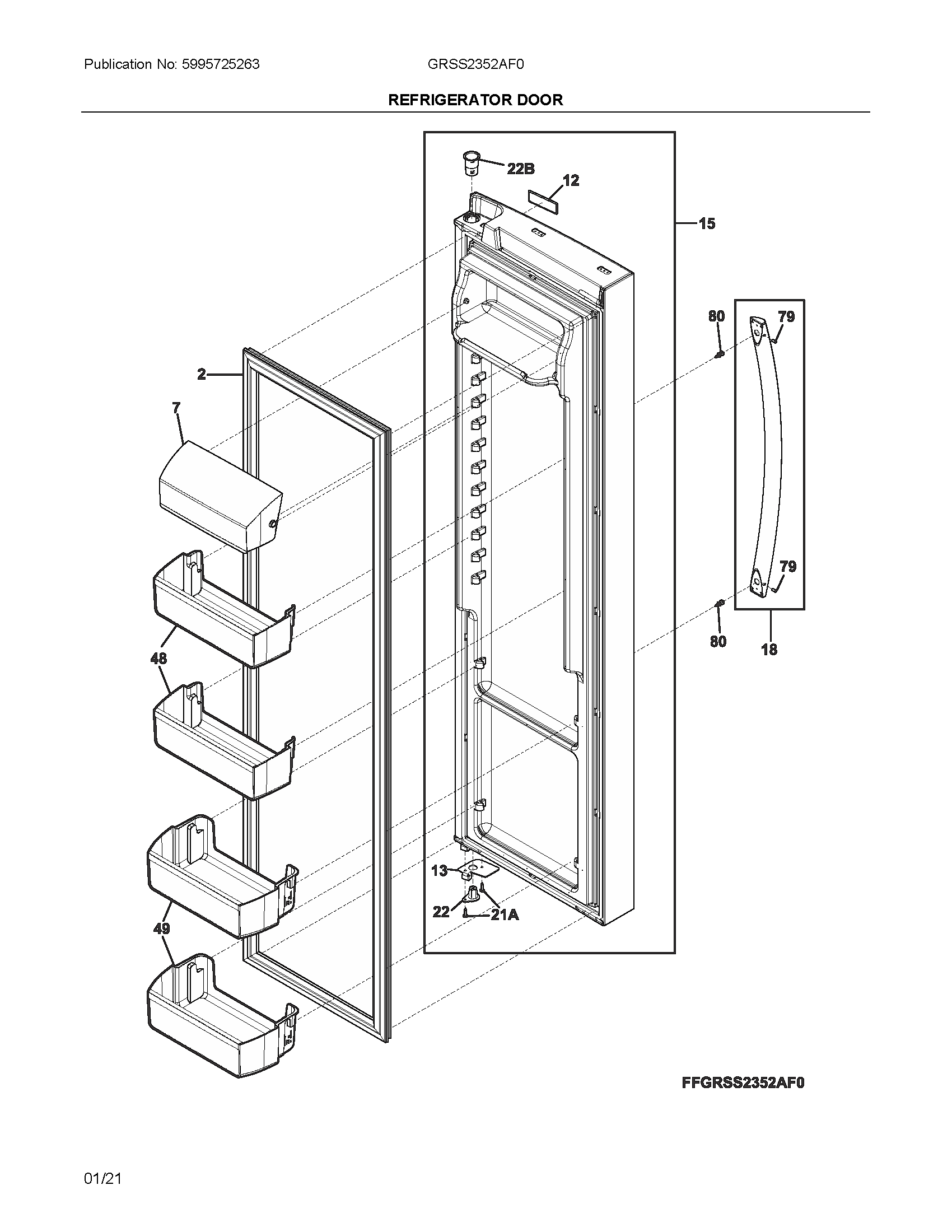 Frigidaire GRSS2352AF0 refrigerator door diagram